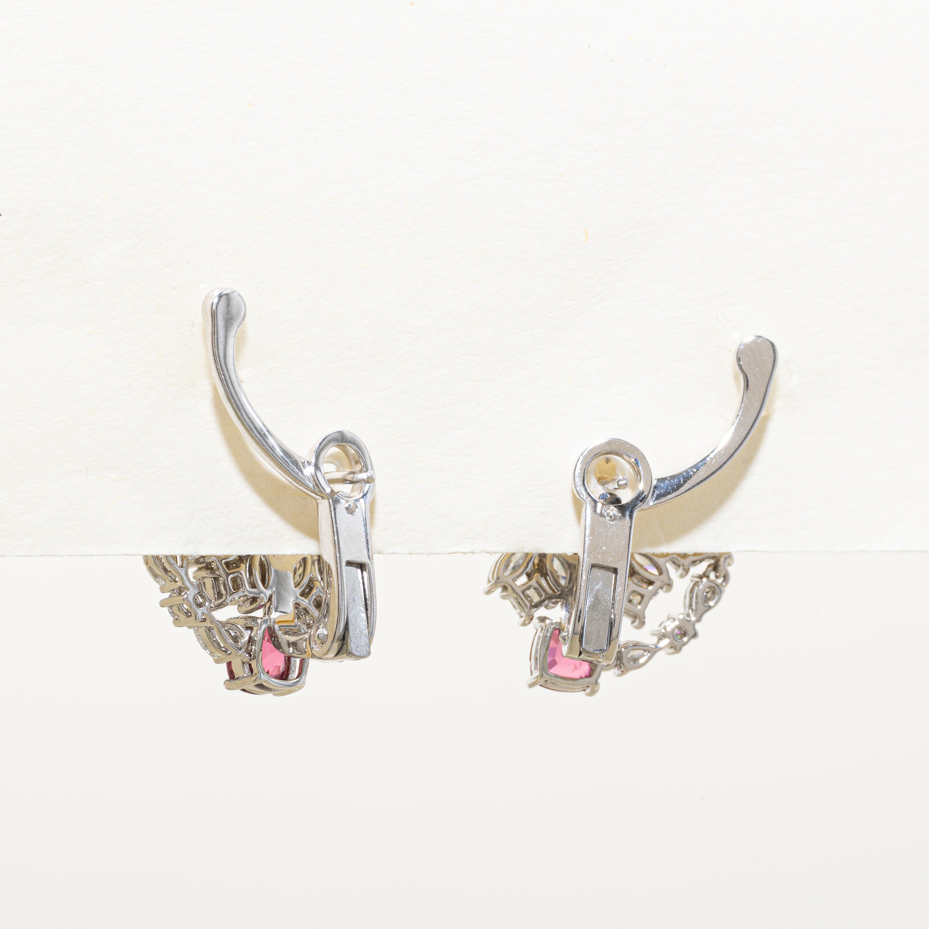 Natural Unheated Pink Spinel & Diamond Cluster Ear Climber Earrings | 2.35ctw, 0.91ctw