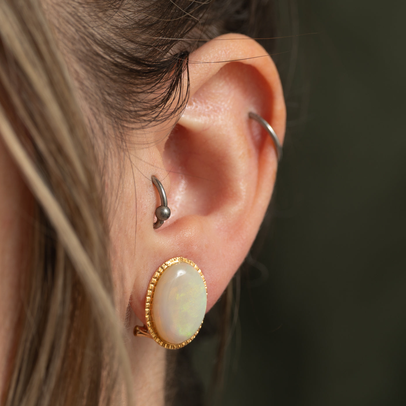 14K Oval Opal Stud Earrings | 9.00ctw