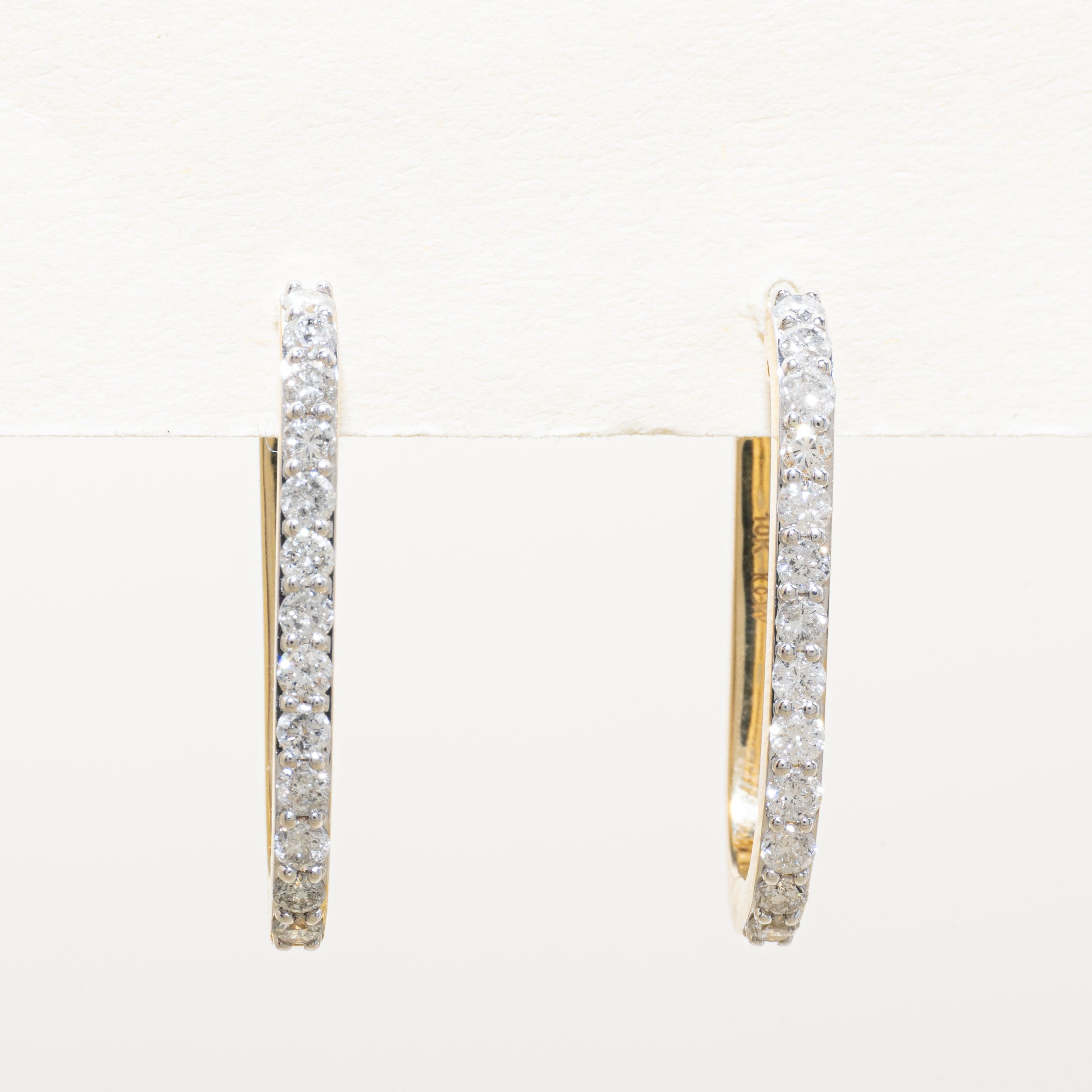 '100 Ways' 10K Diamond Oval Hoop Earrings| 1.00ctw |