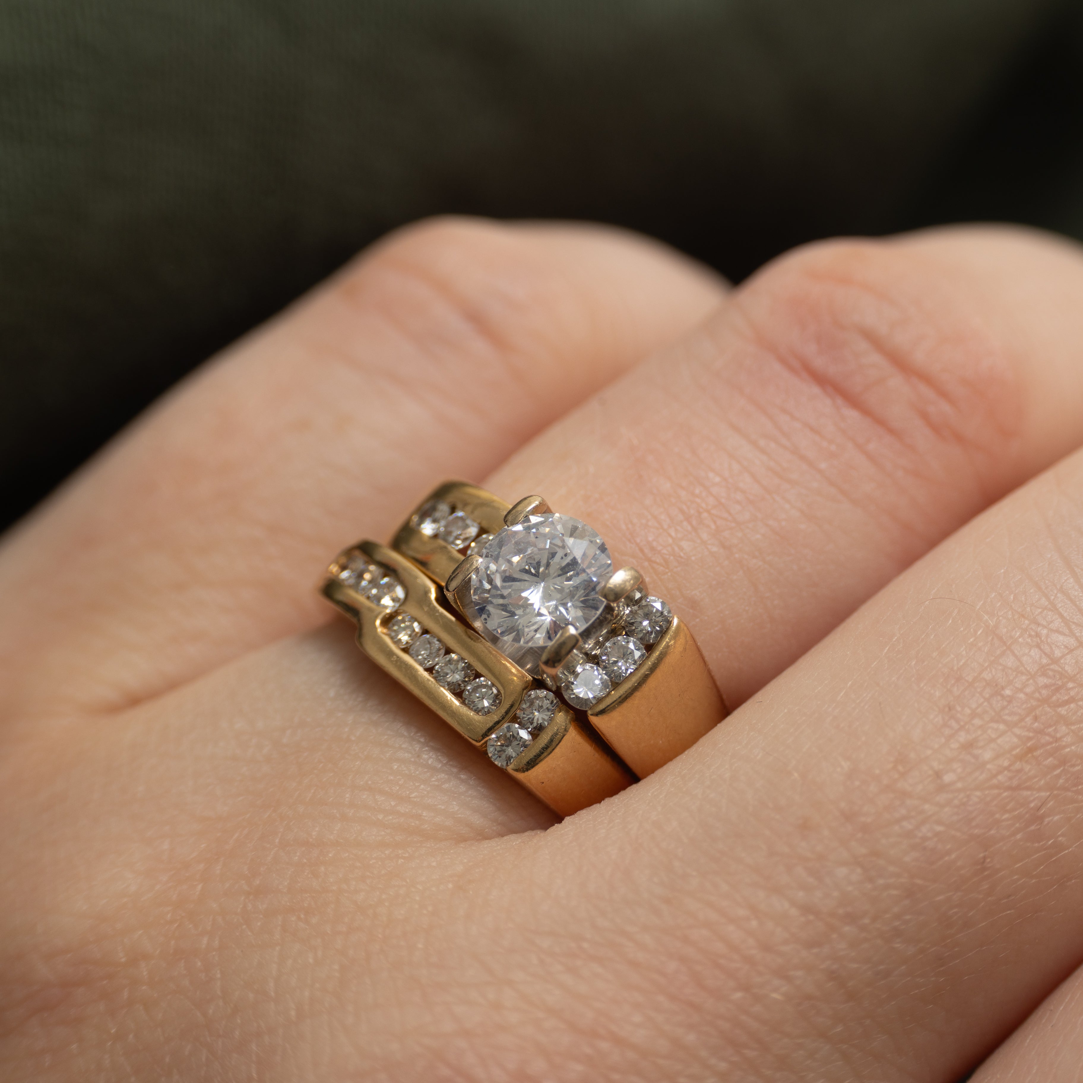 Unique Round Brilliant Diamond Wedding Set | 1.26 ctw, SZ 5.75 |