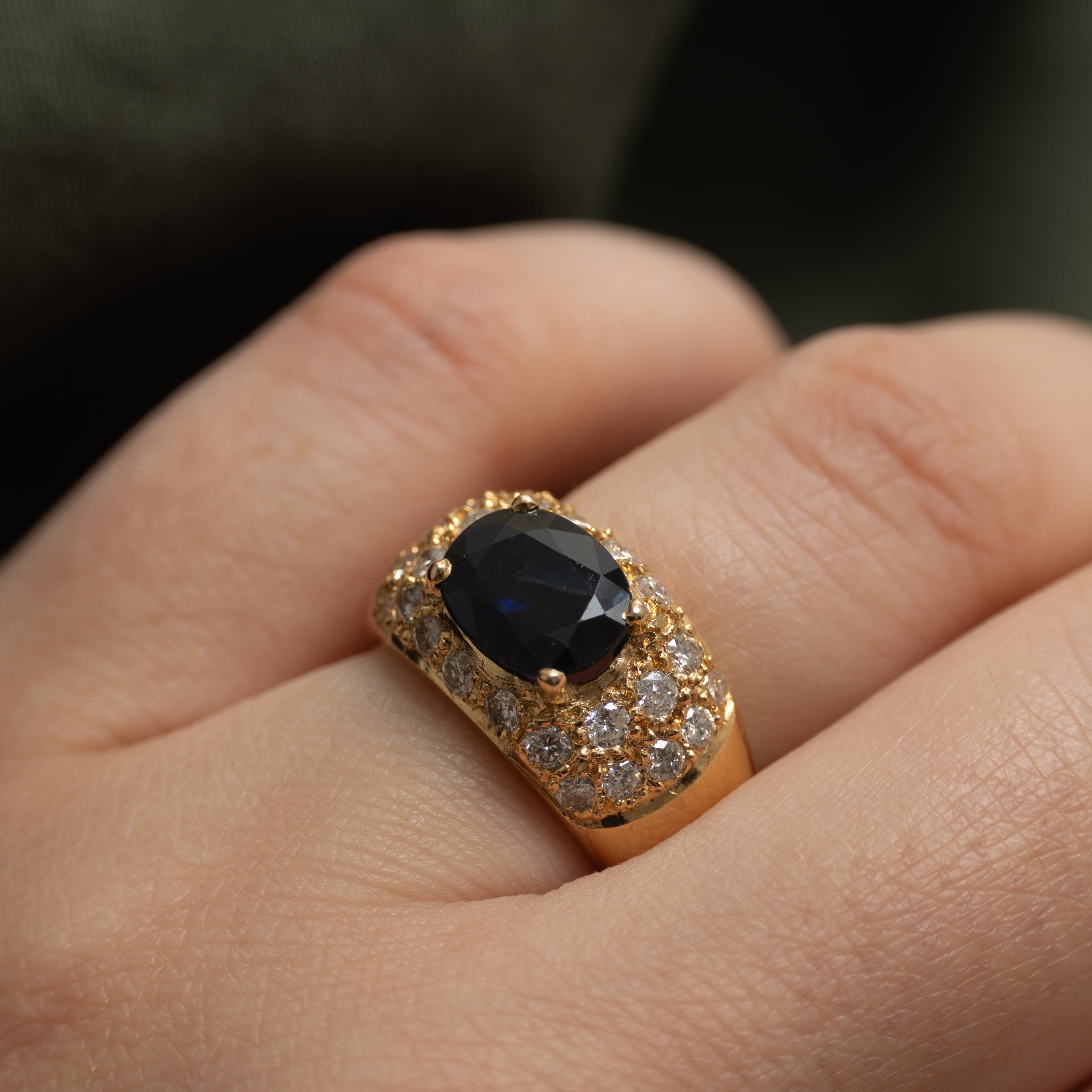 18k East West Sapphire & Diamond Chunky Ring | 2.00ct, 0.60ctw | SZ 5.75