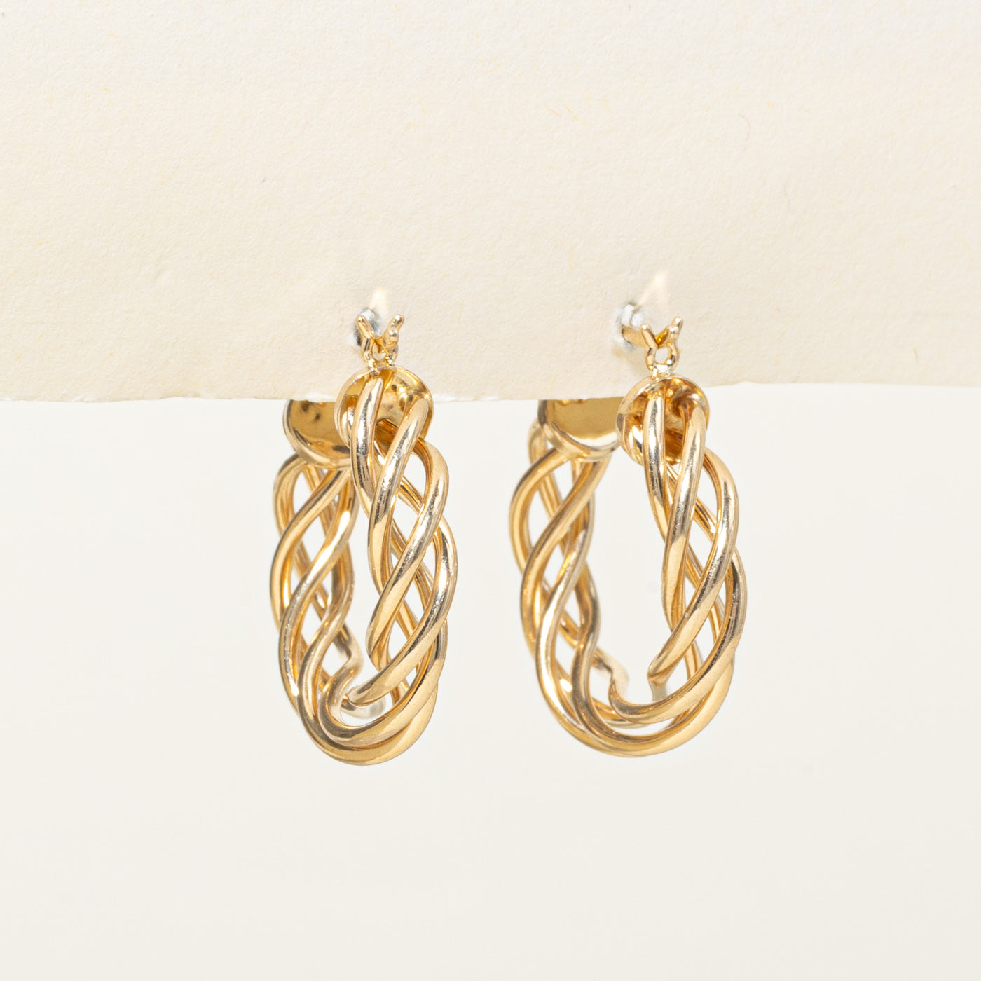 14k Yellow Gold Twisted Hoop Earrings