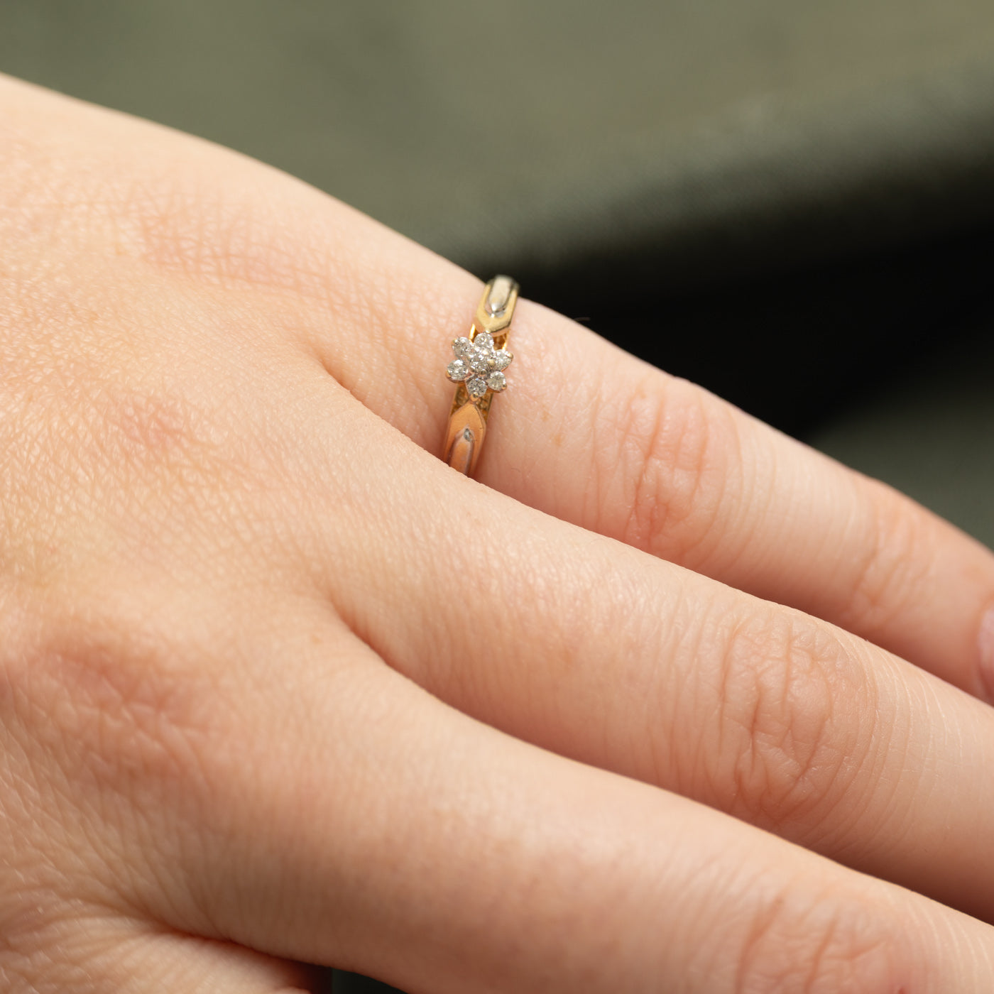 Yellow Gold Diamond Petal Cluster Ring | SZ 3.5
