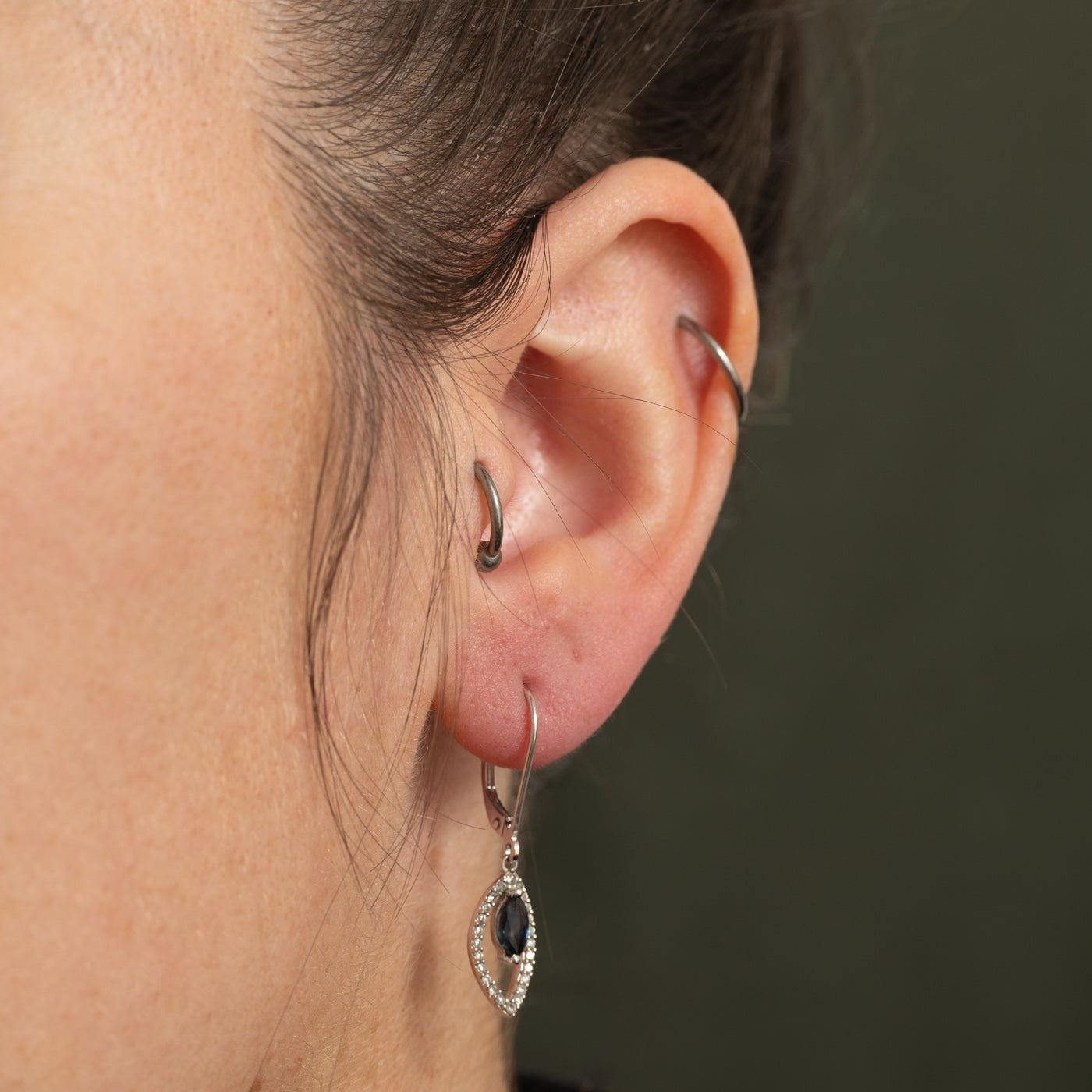 Marquise Cut Sapphire & Diamond Halo Drop Earrings