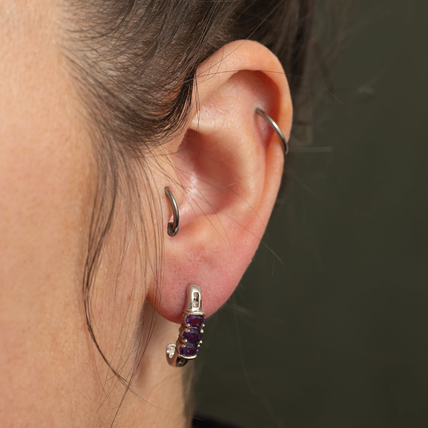 Amethyst & Diamond Drop Earrings