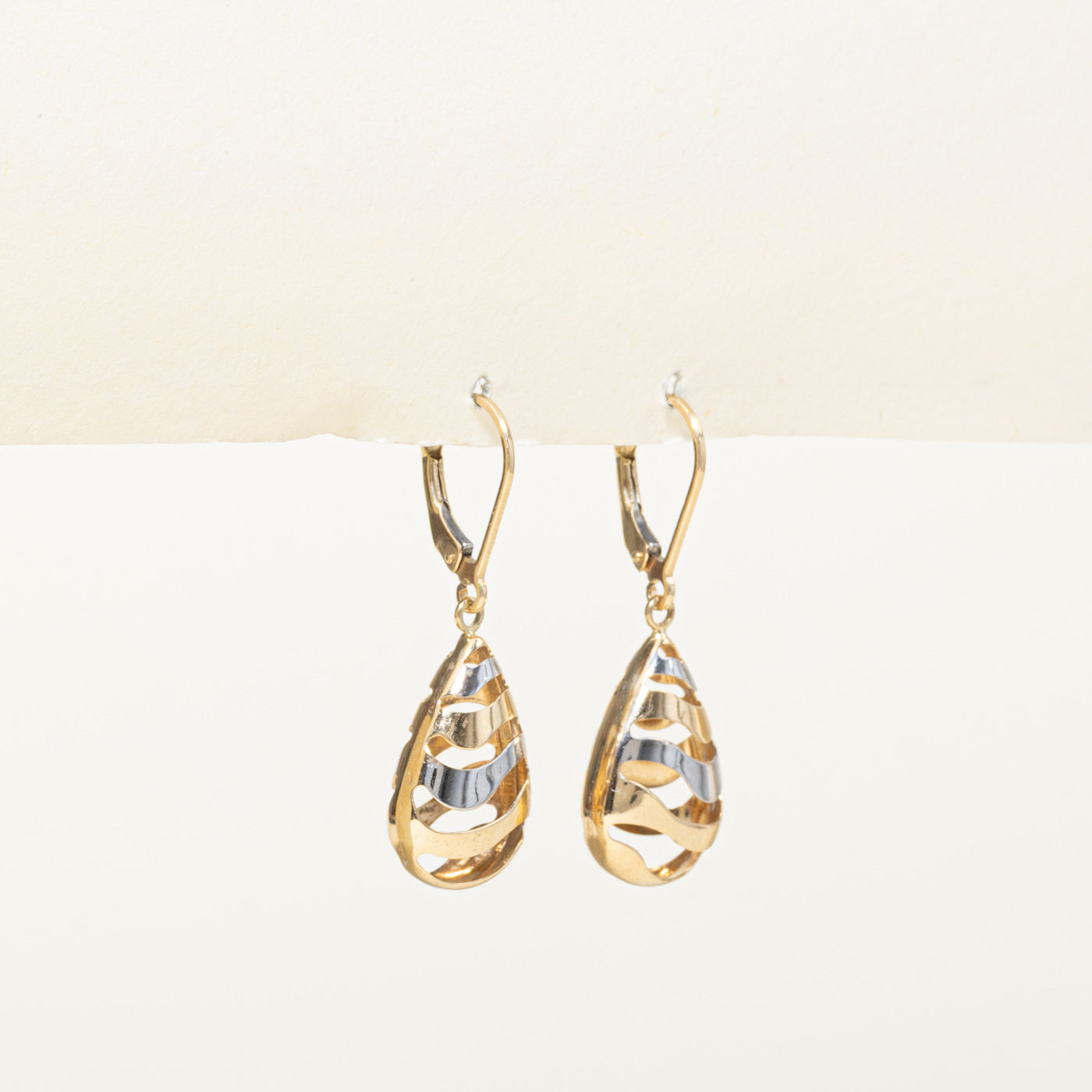 14k Yellow & White Gold Drop Earrings