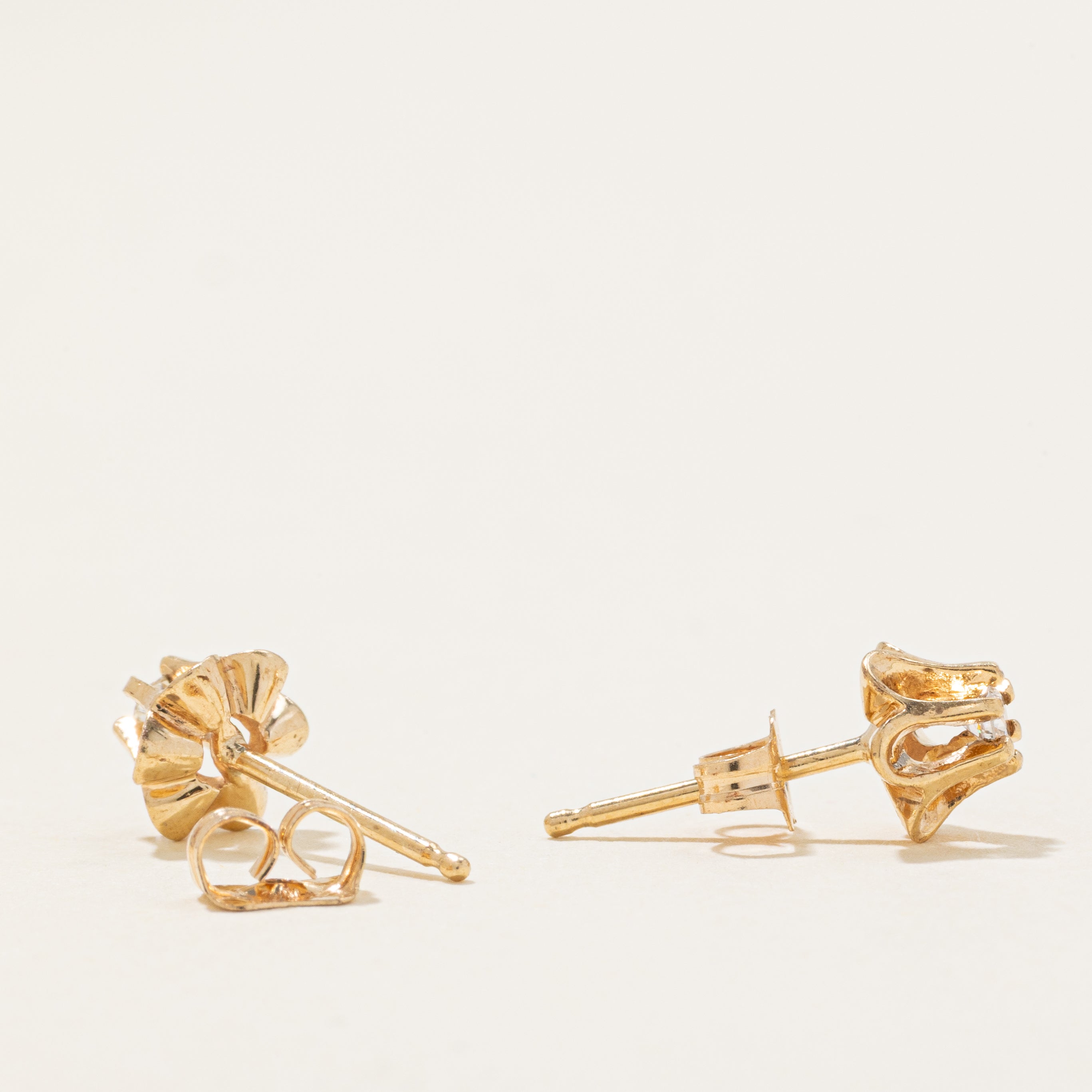 Belcher Set Diamond Stud Earrings