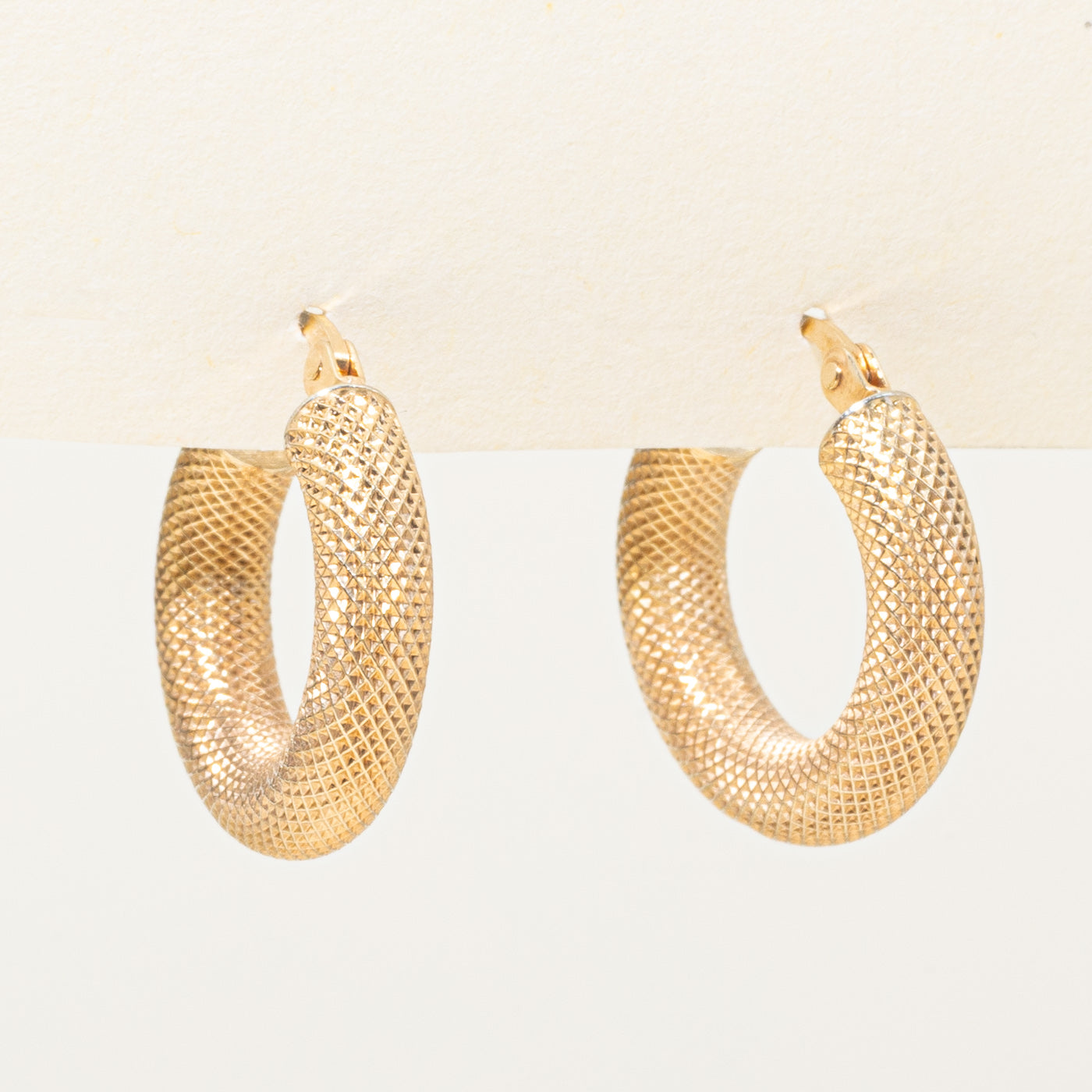 Italian 9k Yellow Gold Textured Hoop Earrings