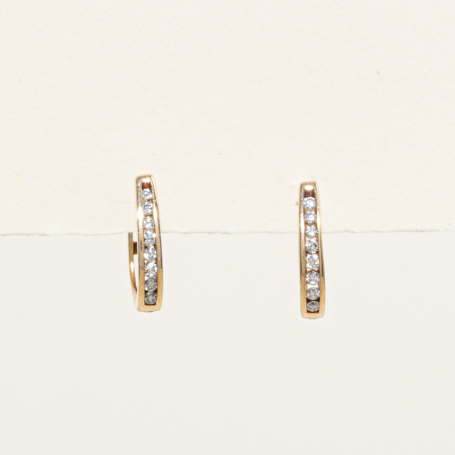 Channel Set Diamond Huggie Earrings