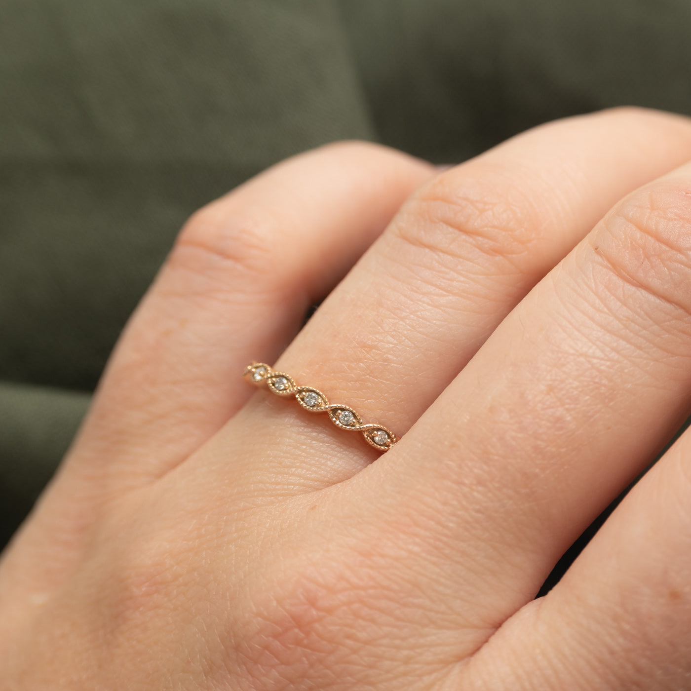 Semi Eternity Diamond Marquise Milgrain Band | SZ 6.75