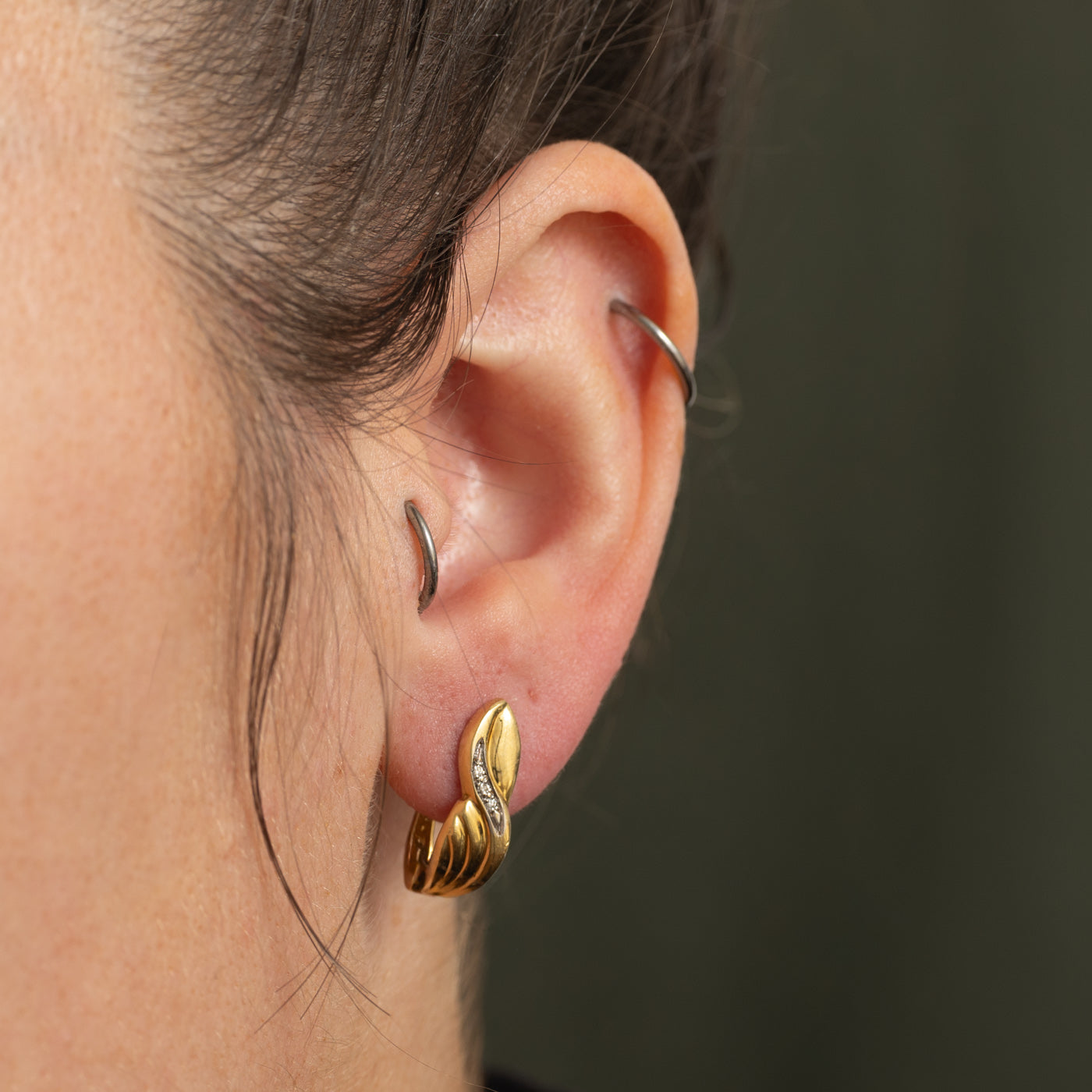 Diamond Grooved Drop Earrings