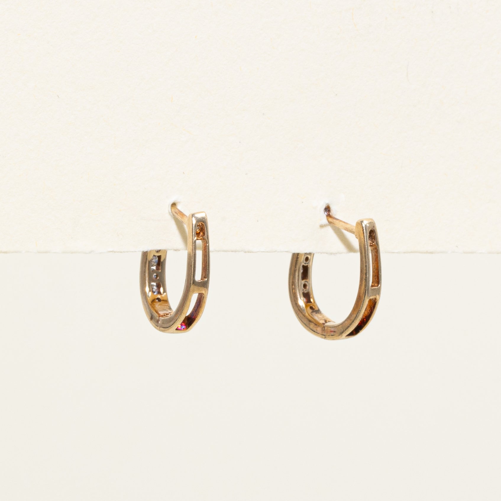 Channel Set Diamond Huggie Earrings