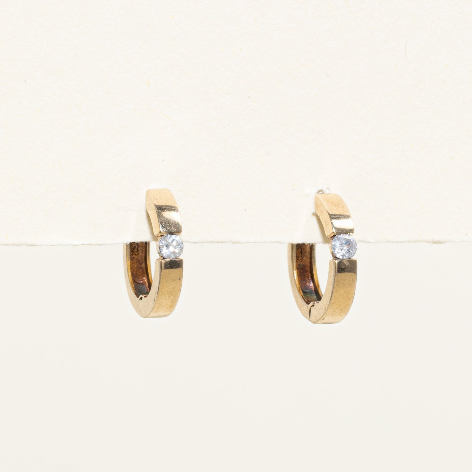 Tension Set Diamond Huggie Earrings