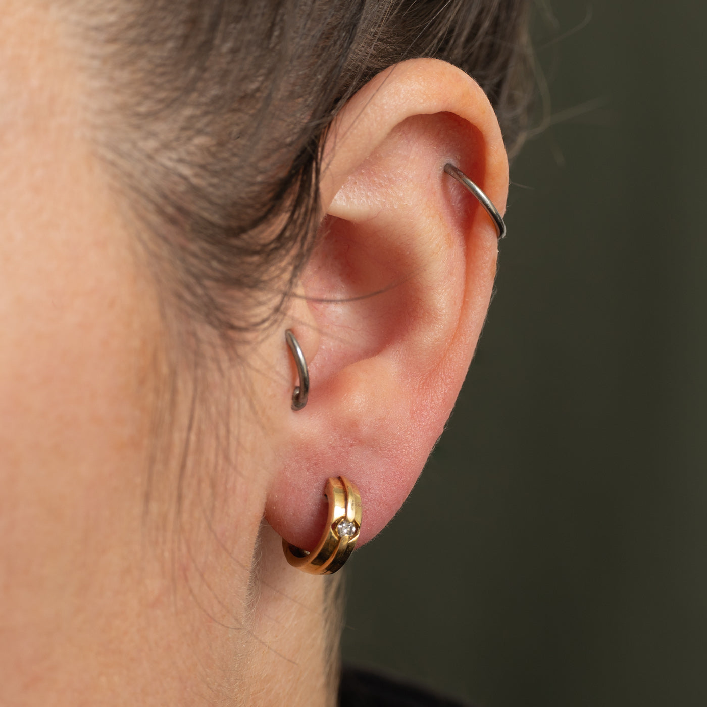 Flush Set Diamond Huggie Earrings