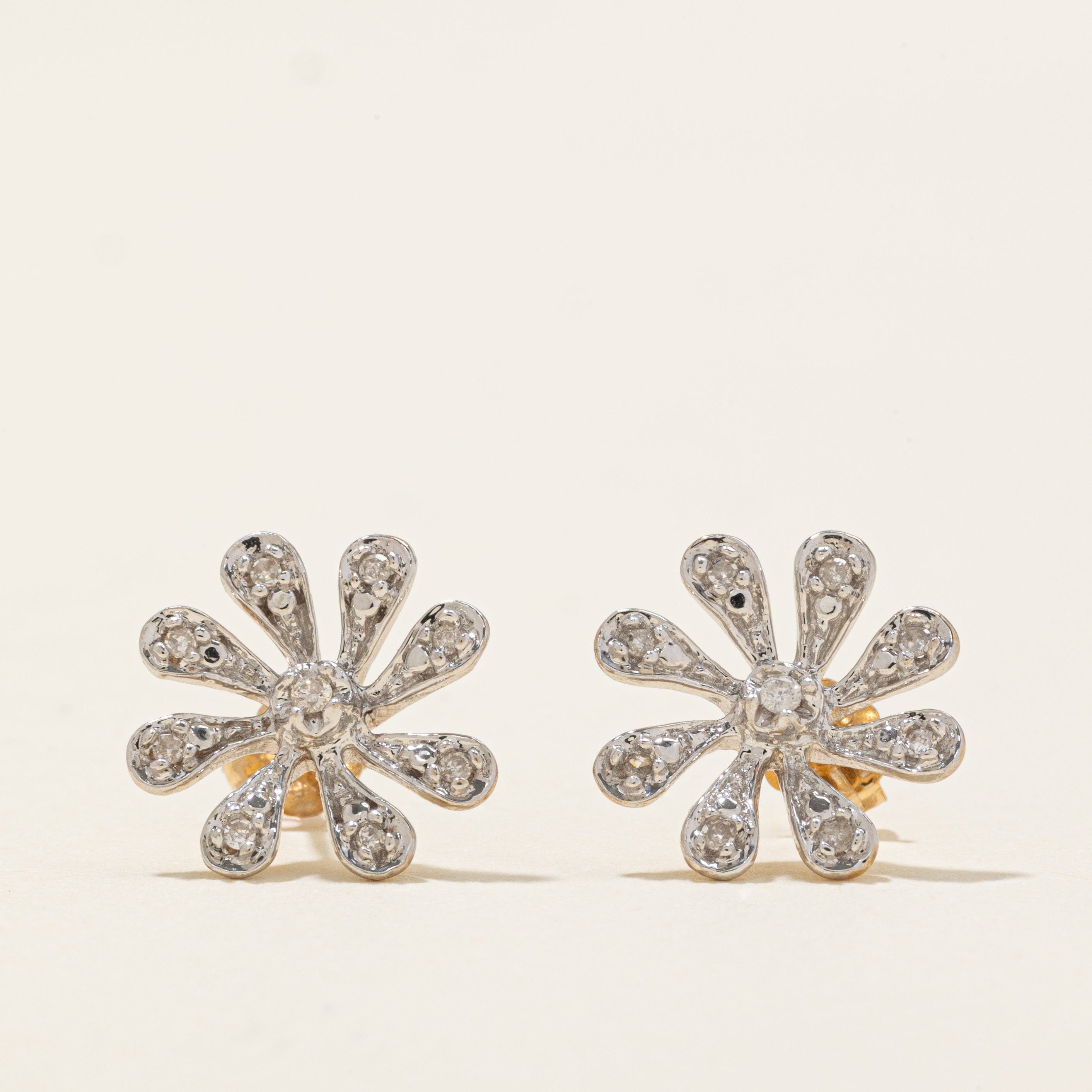 Diamond Floral Stud Earrings