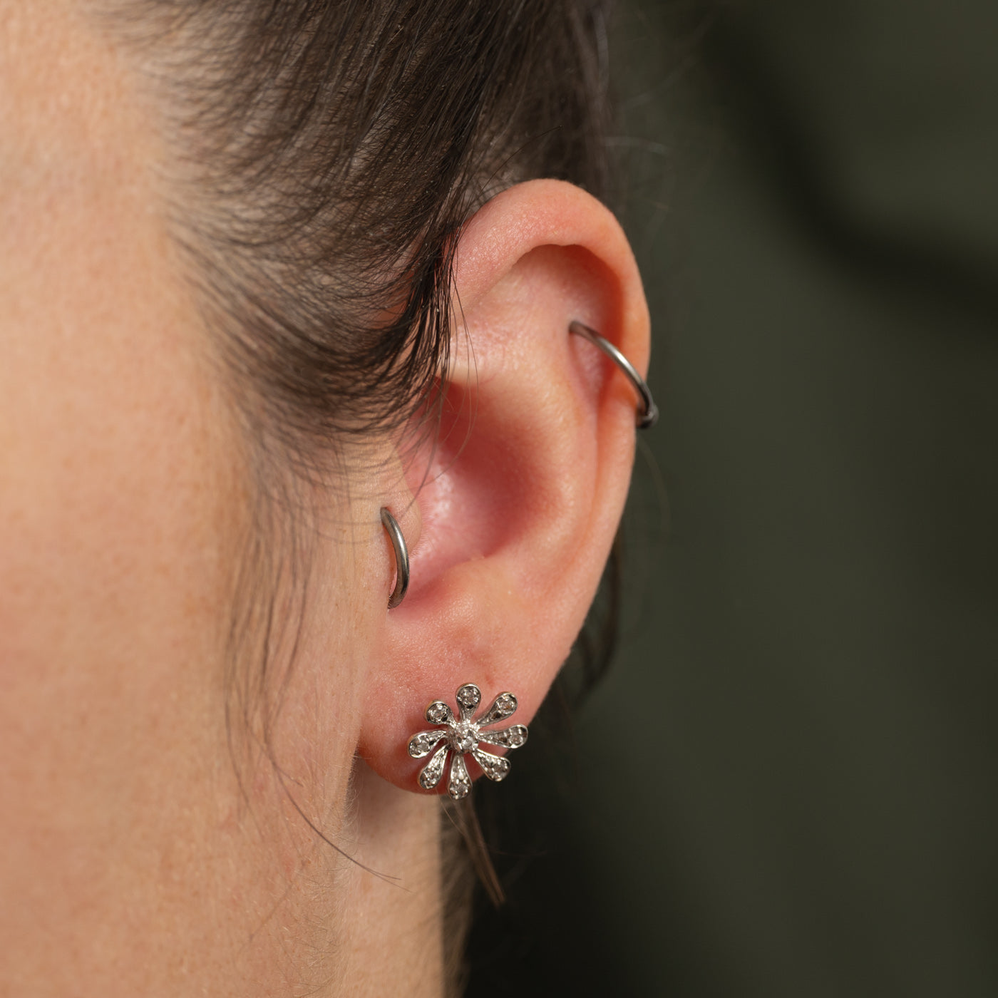 Diamond Floral Stud Earrings