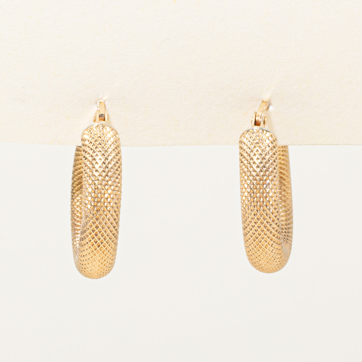 Italian 9k Yellow Gold Textured Hoop Earrings