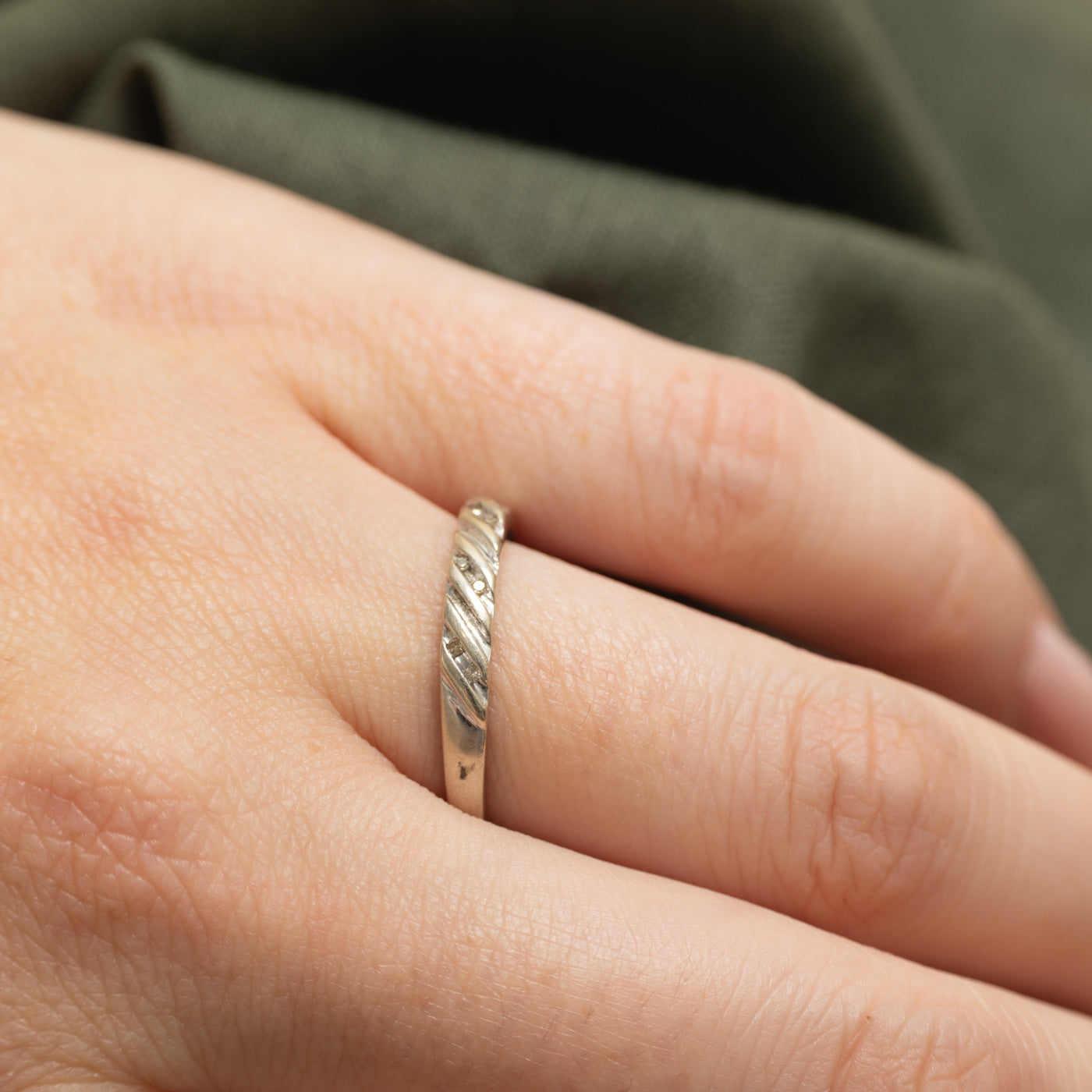 Semi Eternity Diamond Diagonal Grooved Band | SZ 8