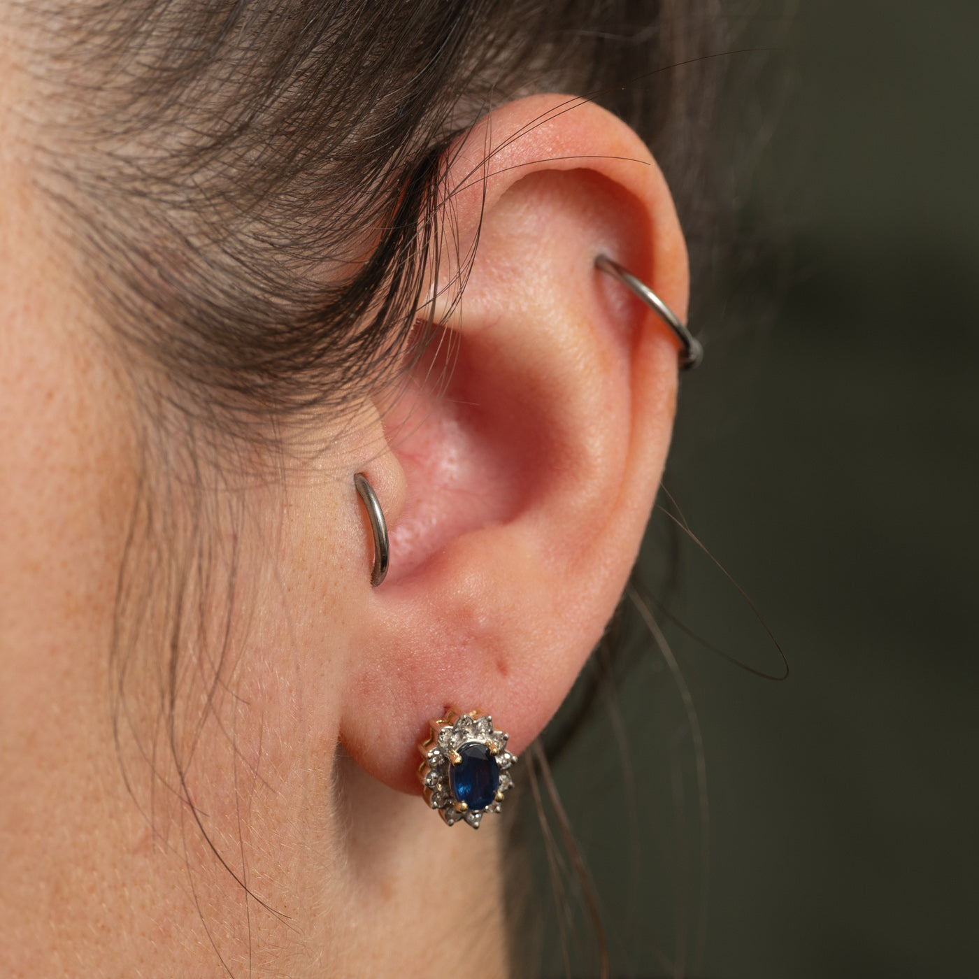 Sapphire & Diamond Petal Halo Stud Earrings