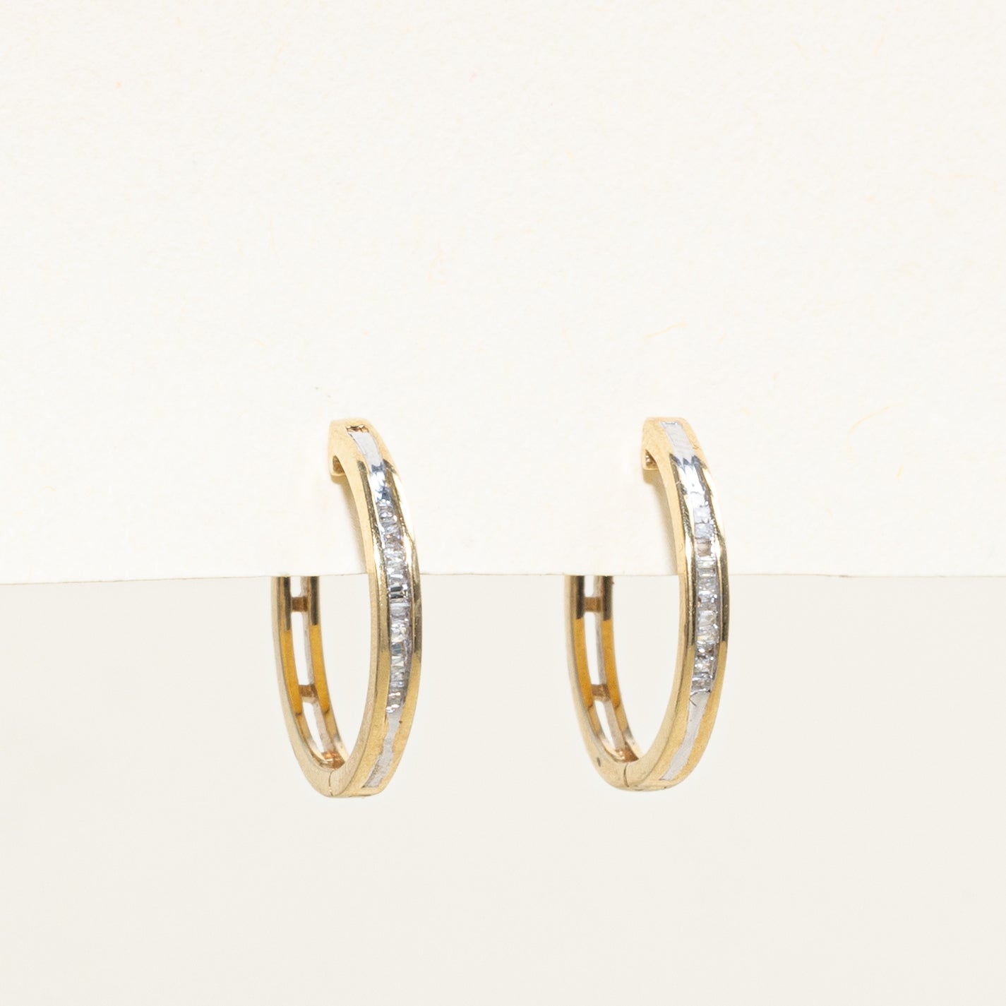 Channel Set Diamond Hoop Earrings
