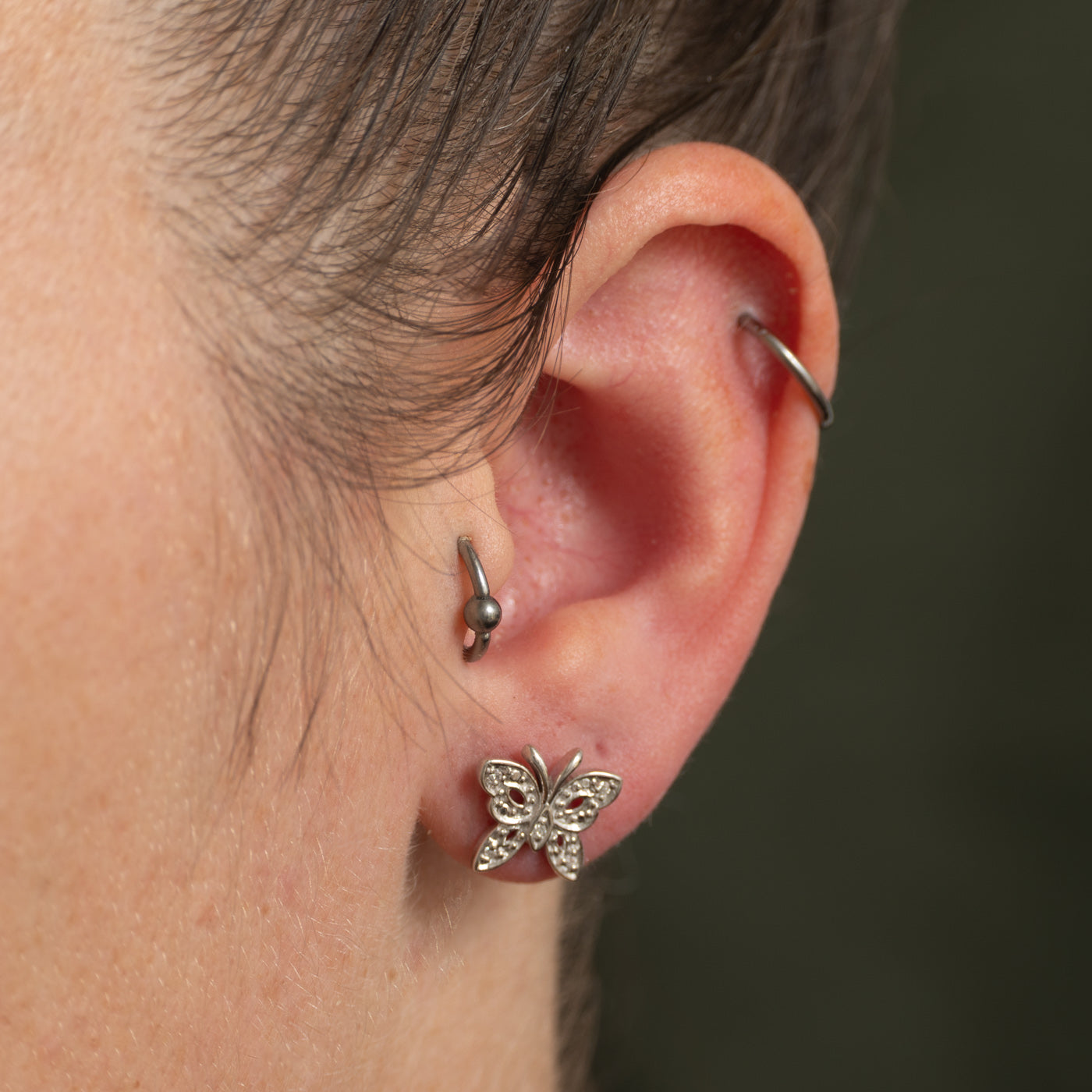 Diamond Butterfly Stud Earrings