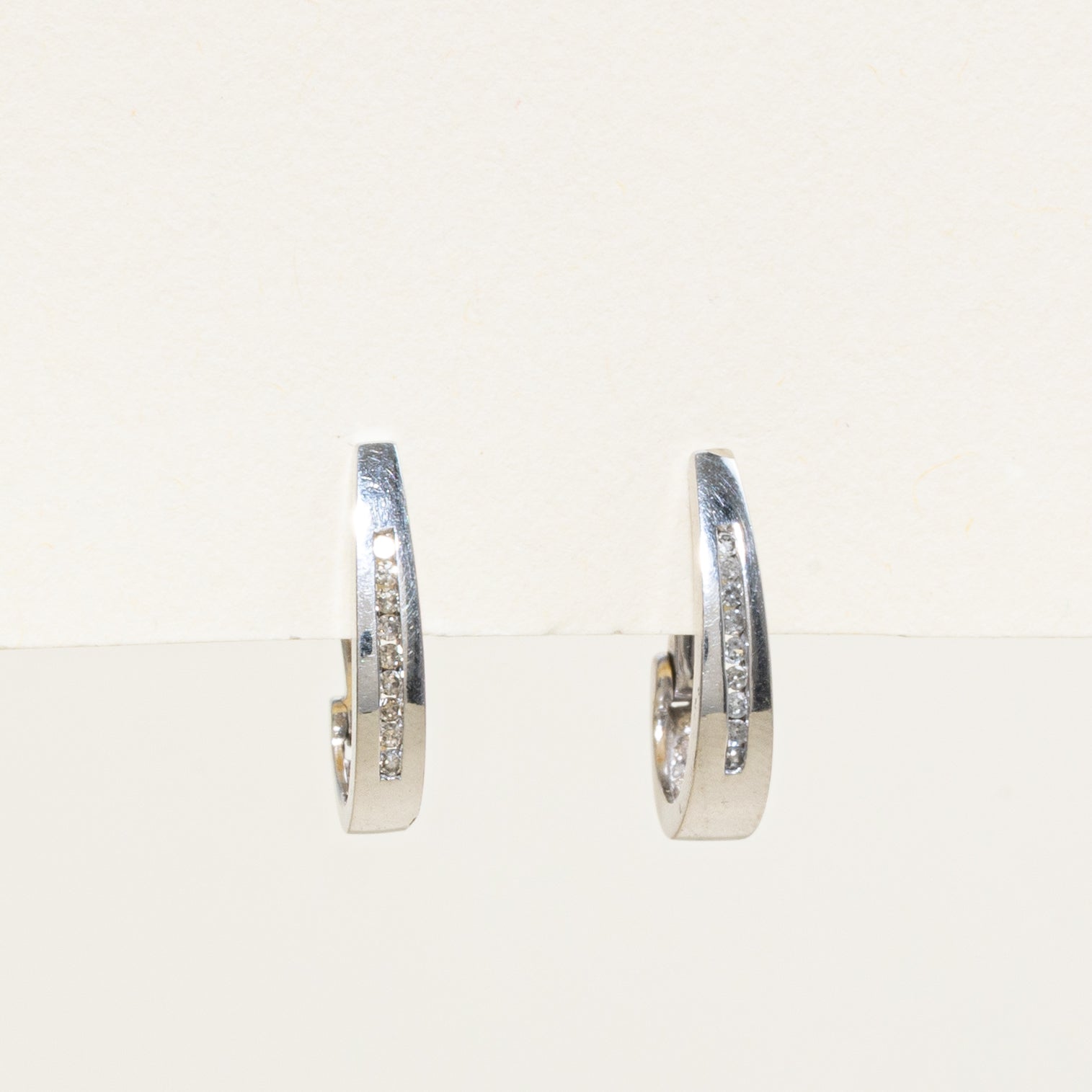 Channel Set Diamond Hoop Earrings