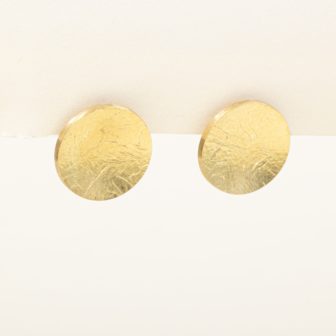 18k Yellow Gold Large Disc Stud Earrings