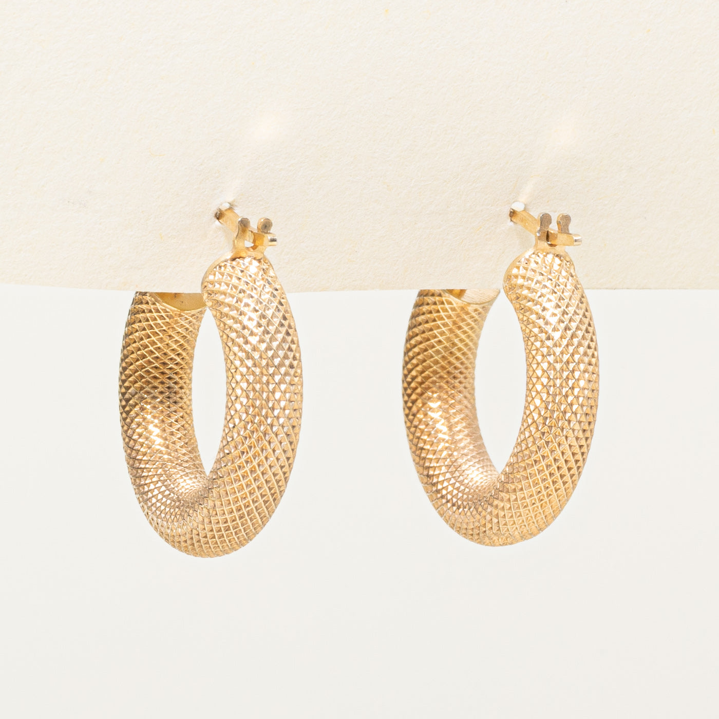 Italian 9k Yellow Gold Textured Hoop Earrings