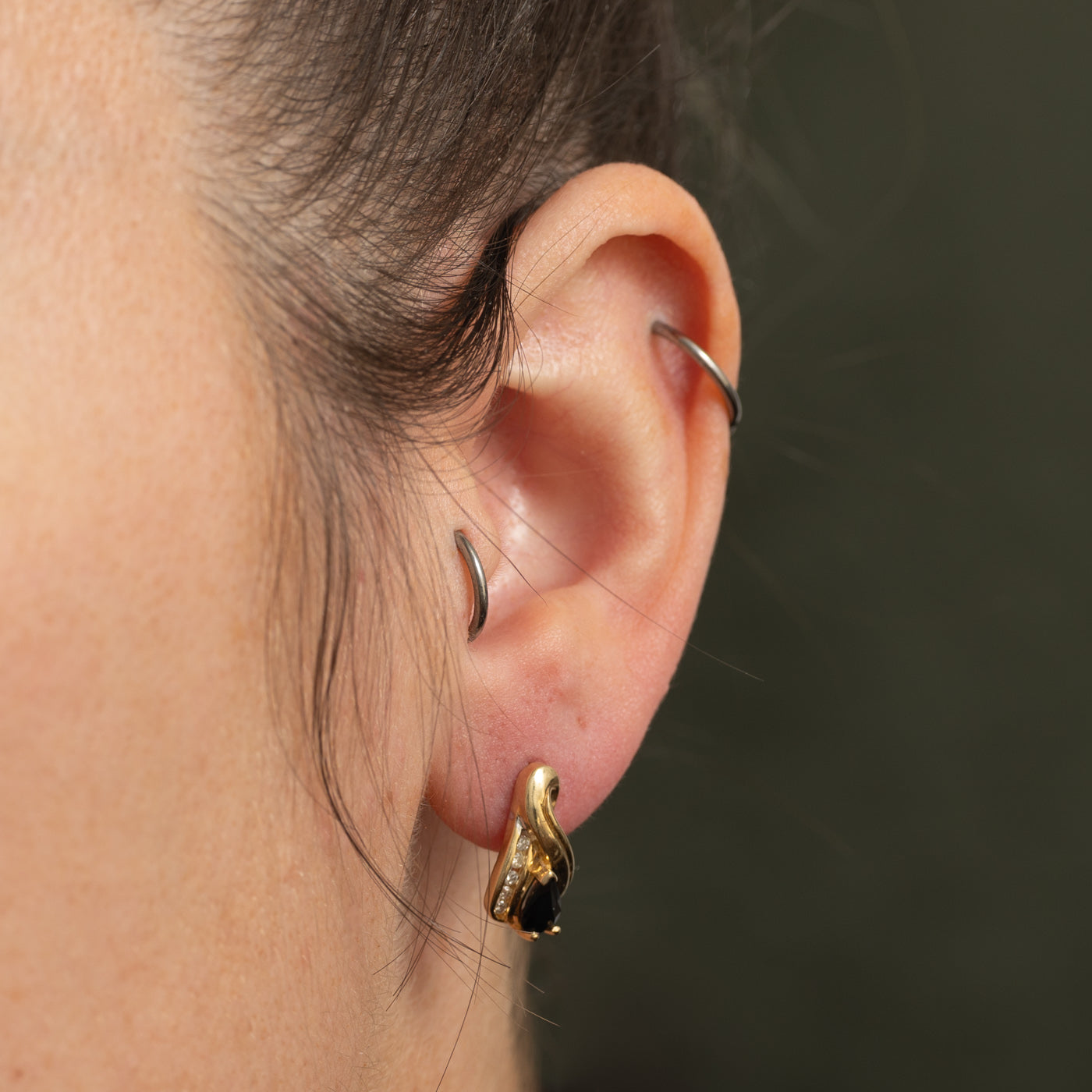 Pear Cut Sapphire & Diamond Crossover Drop Earrings