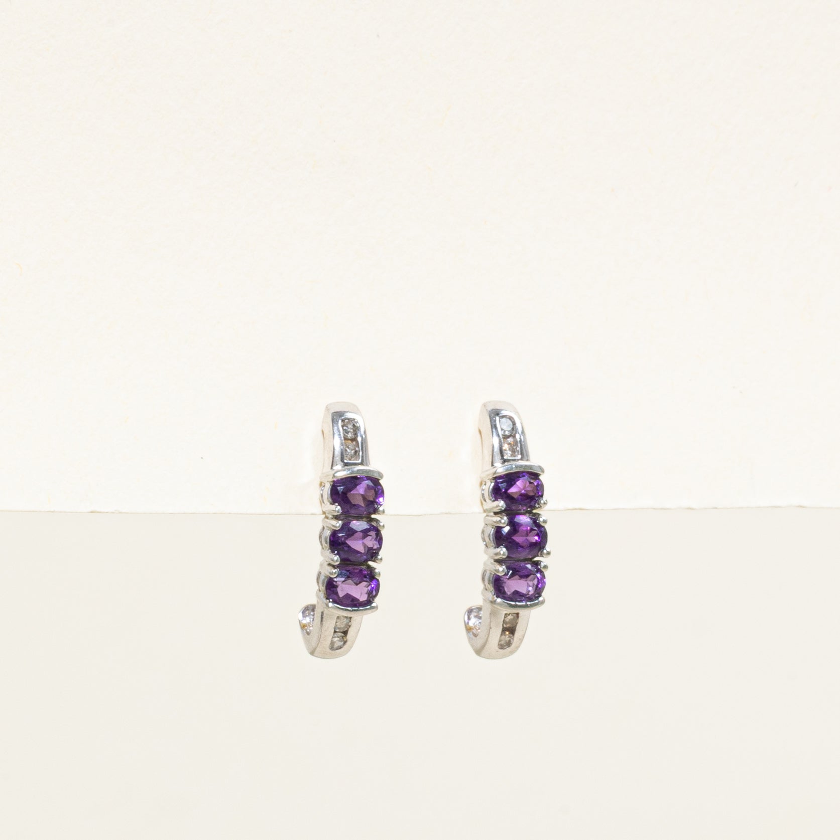 Amethyst & Diamond Drop Earrings