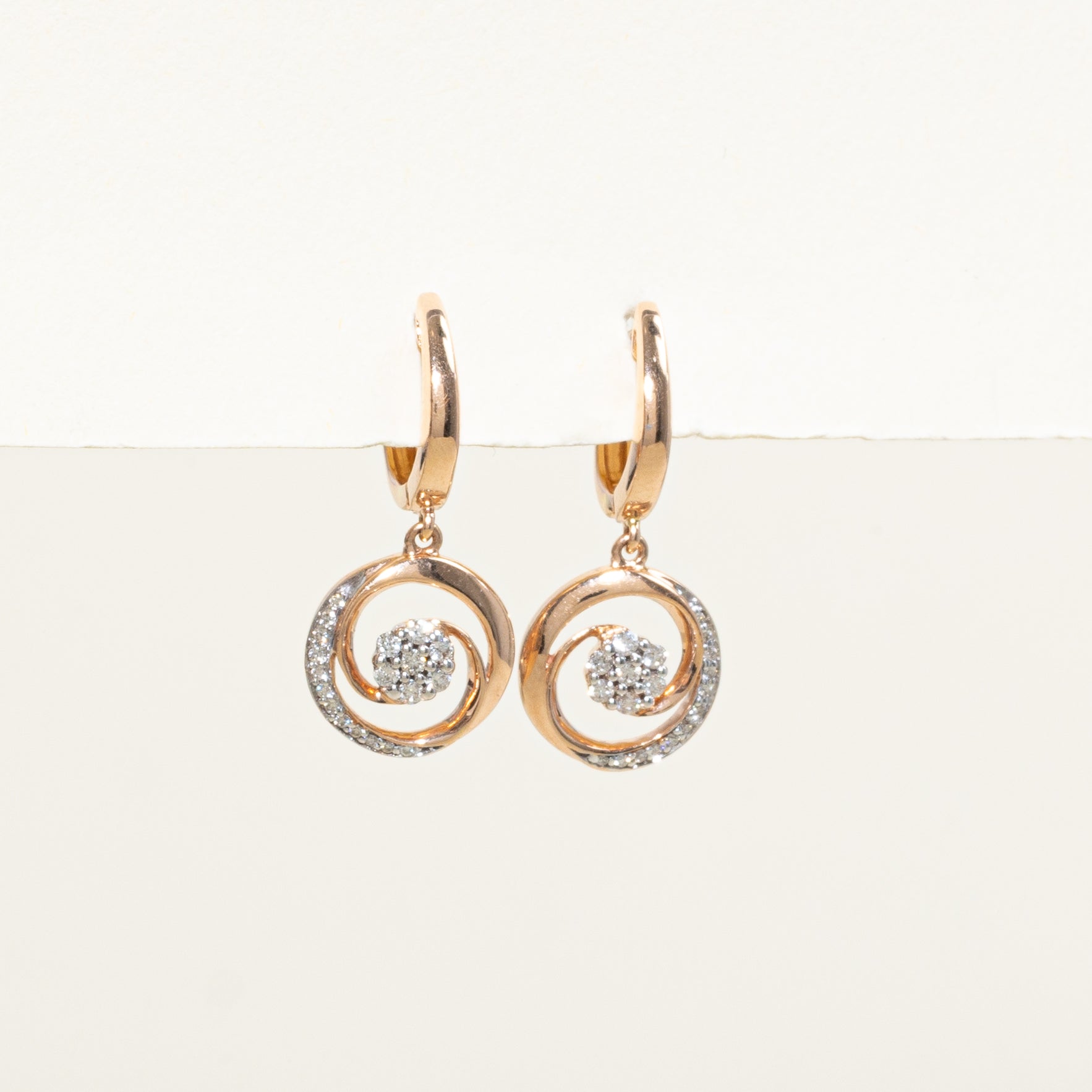 Pave Set Diamond Swirl Drop Earrings