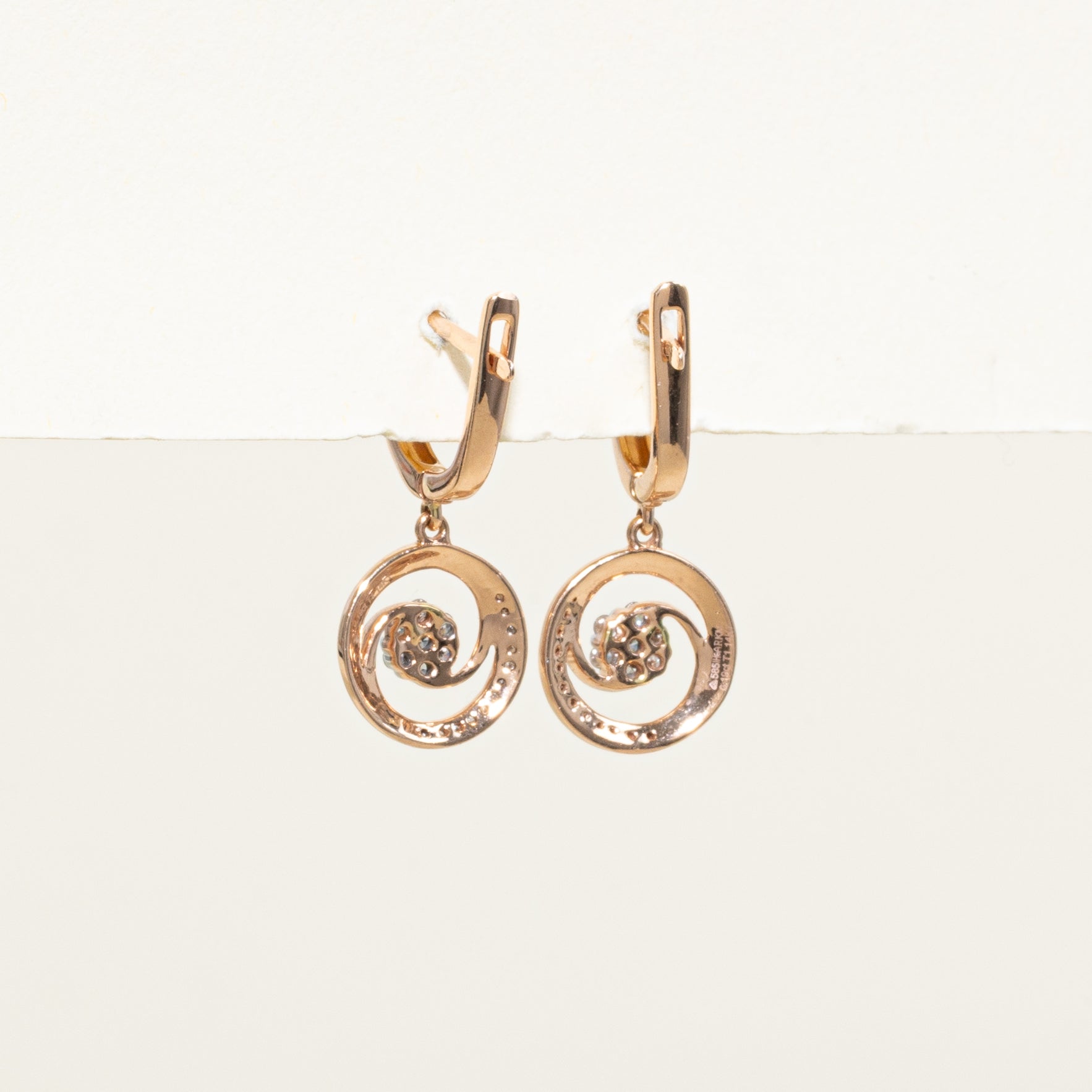 Pave Set Diamond Swirl Drop Earrings