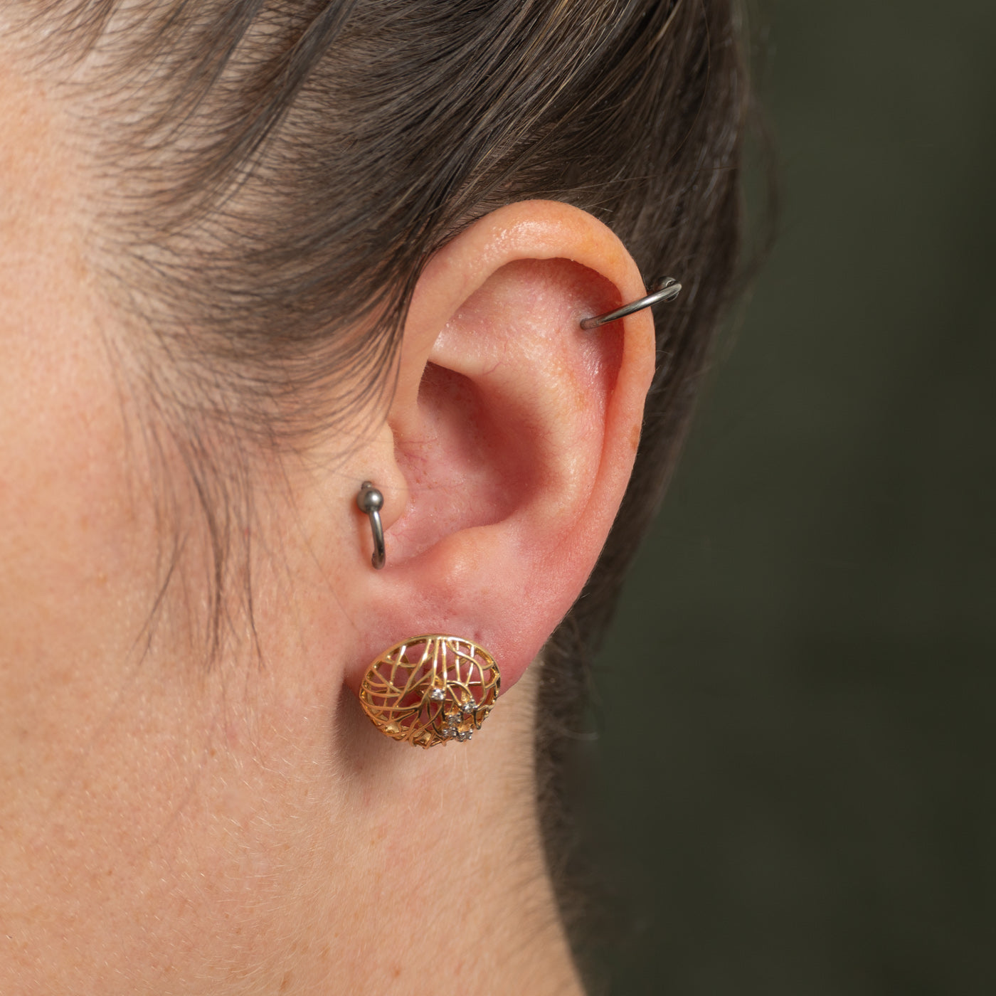 Diamond Openwork Stud Earrings