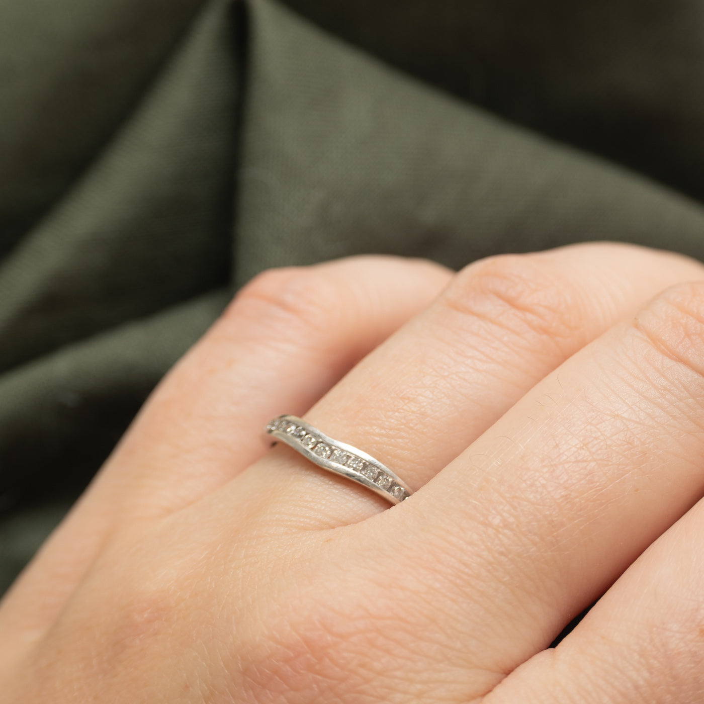 Semi Eternity Diamond Chevron Ring | SZ 7