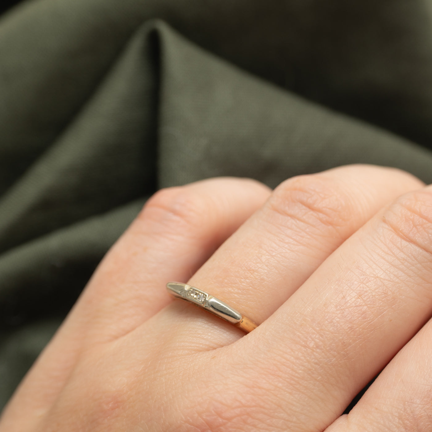 Two Tone Gold Two Stone Diamond Band | SZ 6.5