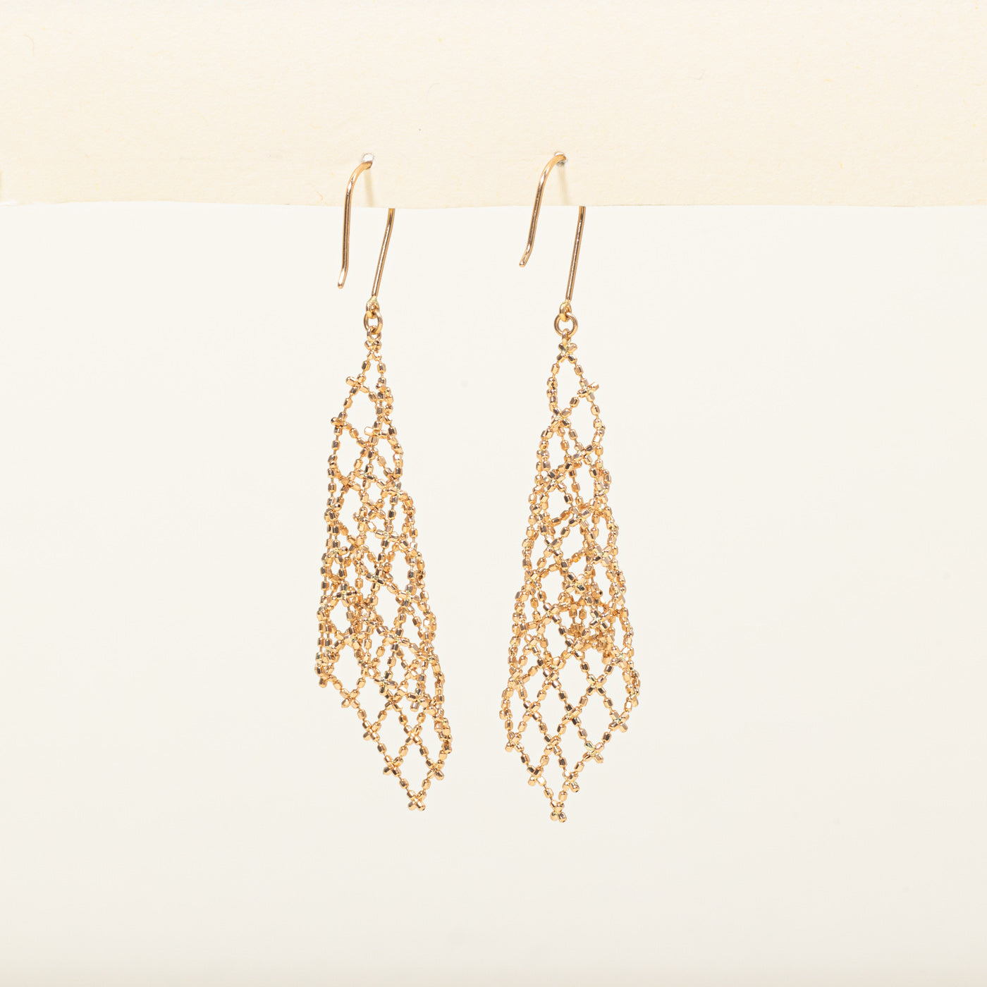 18k Yellow Gold Mesh Drop Earrings