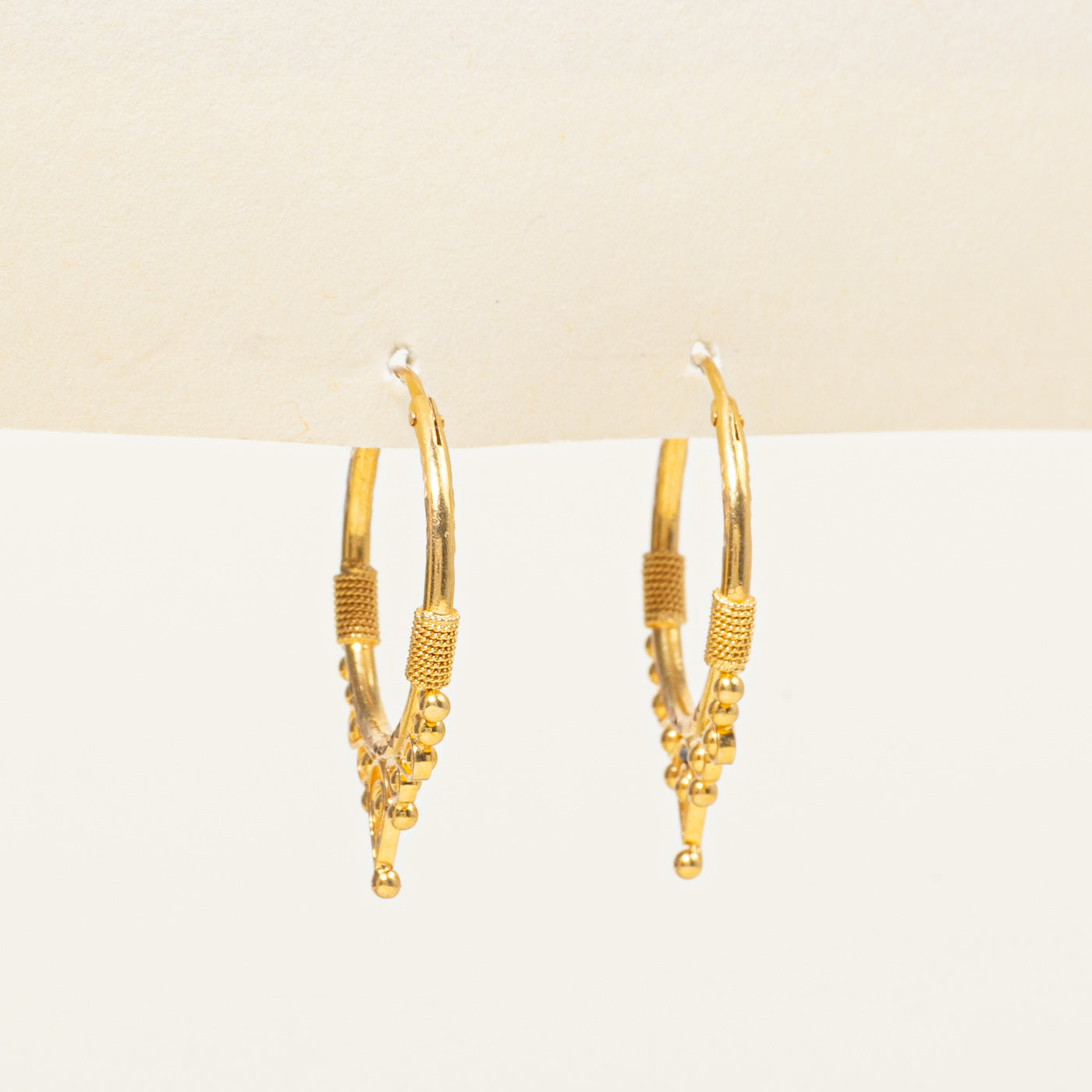 18k Yellow Gold Ornate Hoop Earrings