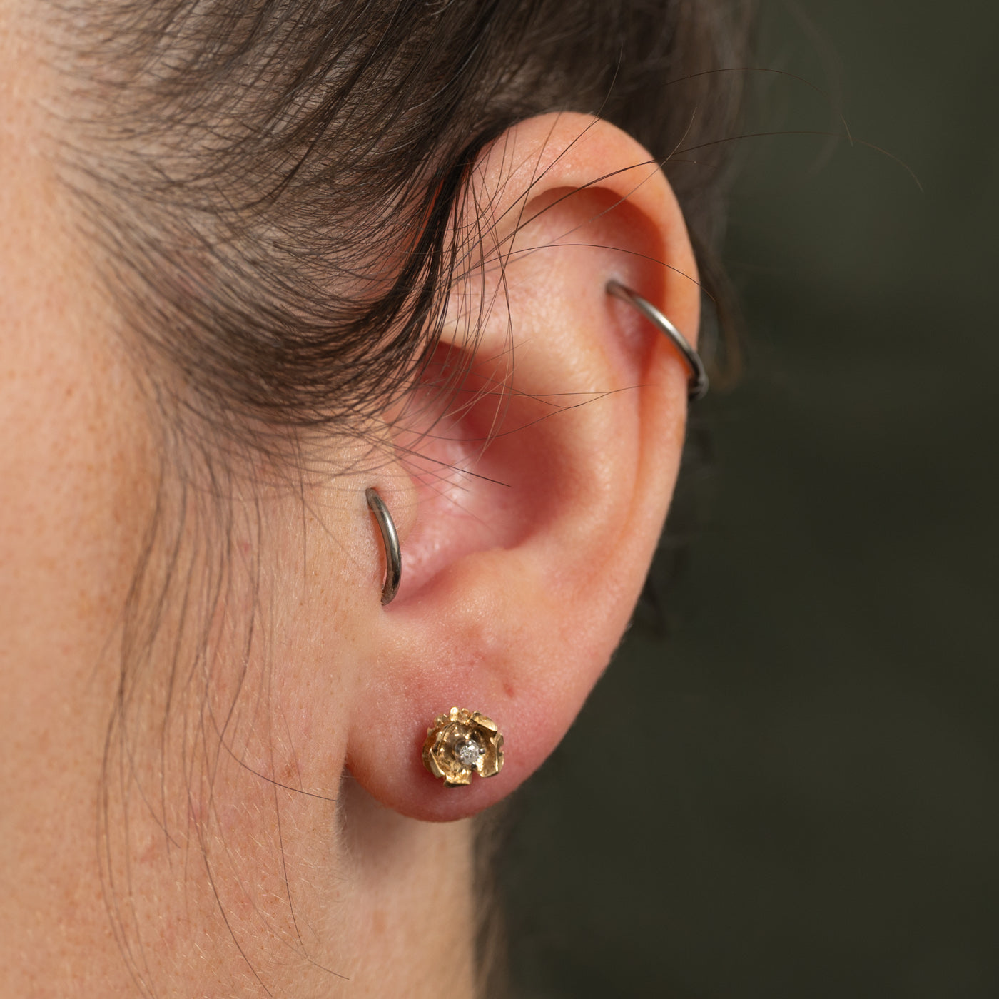 Diamond Flower Stud Earrings