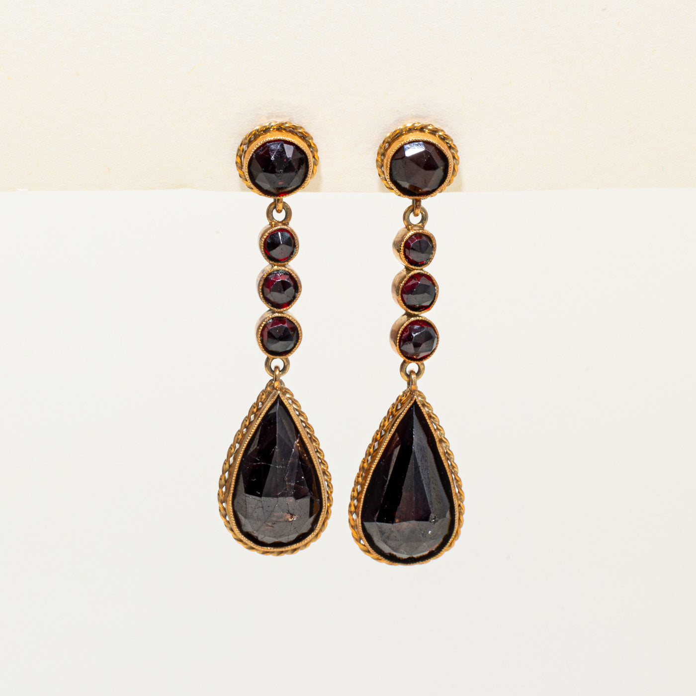 Rose Cut Garnet Rope Drop Earrings | 15.00ctw