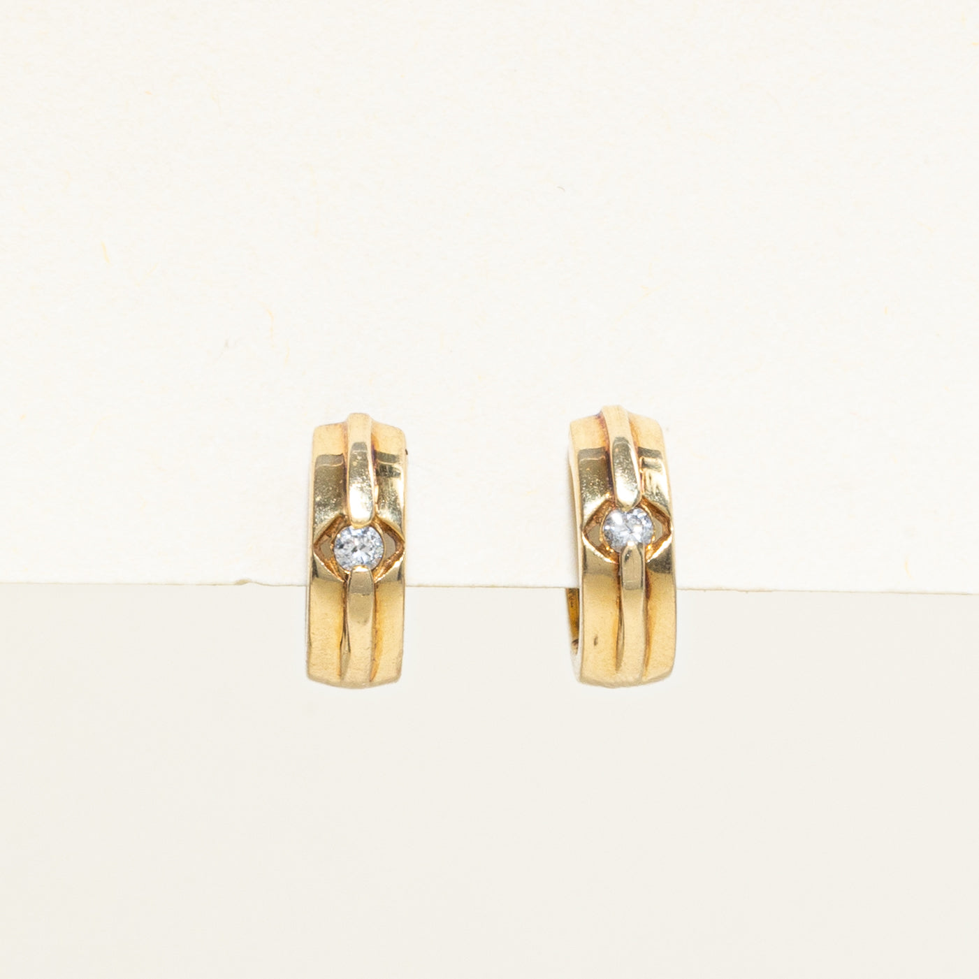 Flush Set Diamond Huggie Earrings