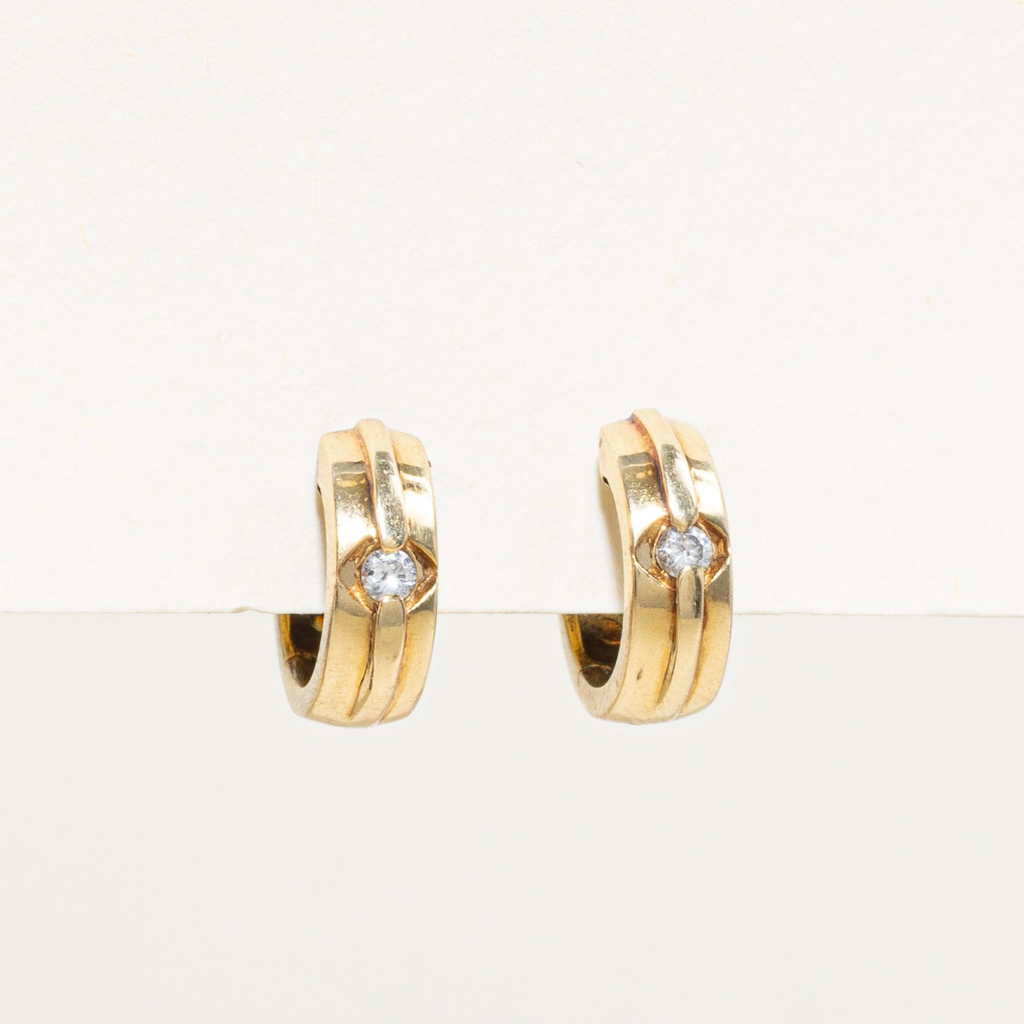Flush Set Diamond Huggie Earrings