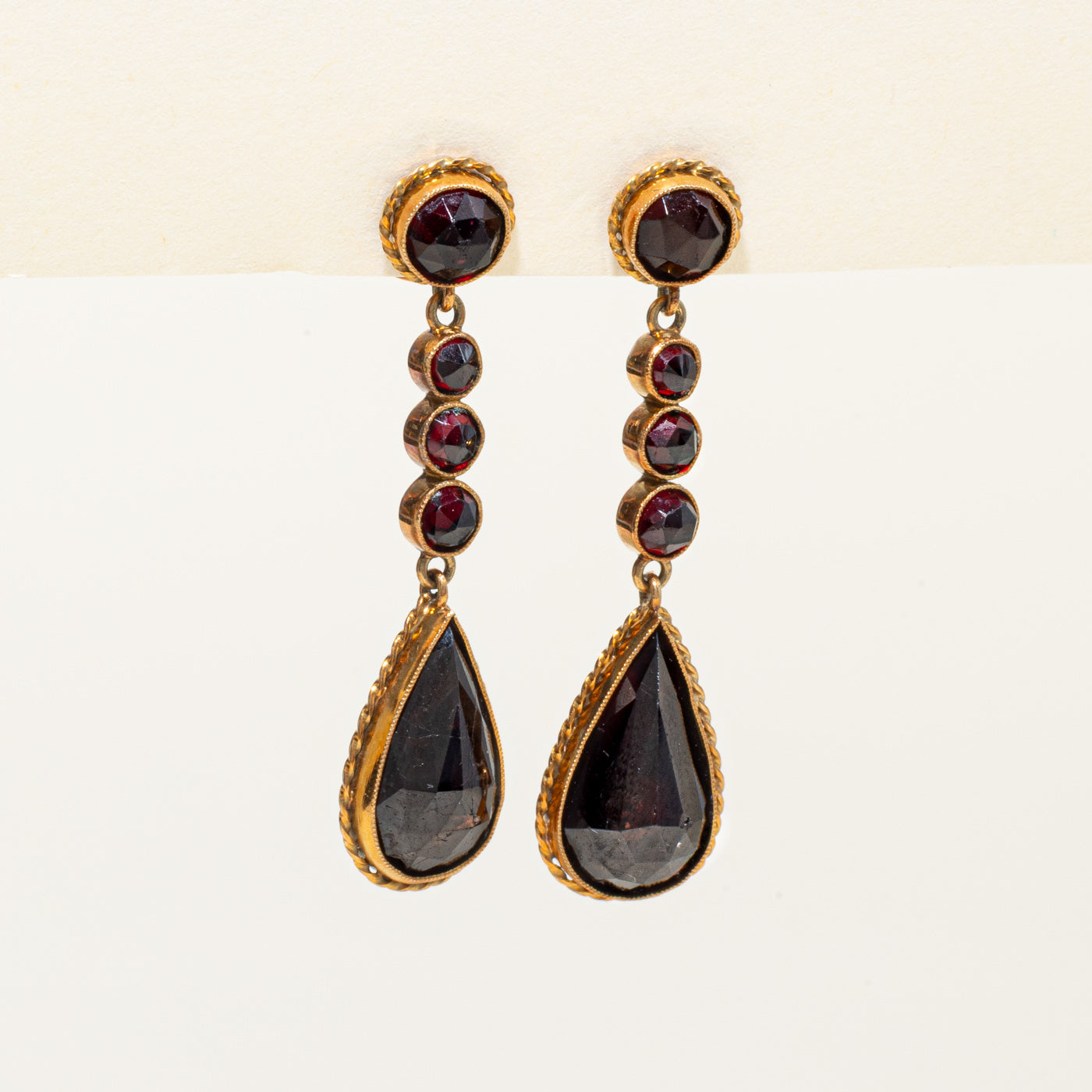 Rose Cut Garnet Rope Drop Earrings | 15.00ctw