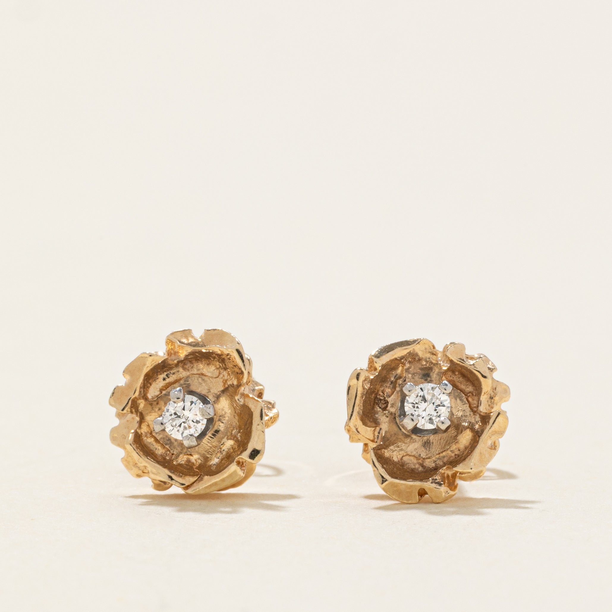 Diamond Flower Stud Earrings