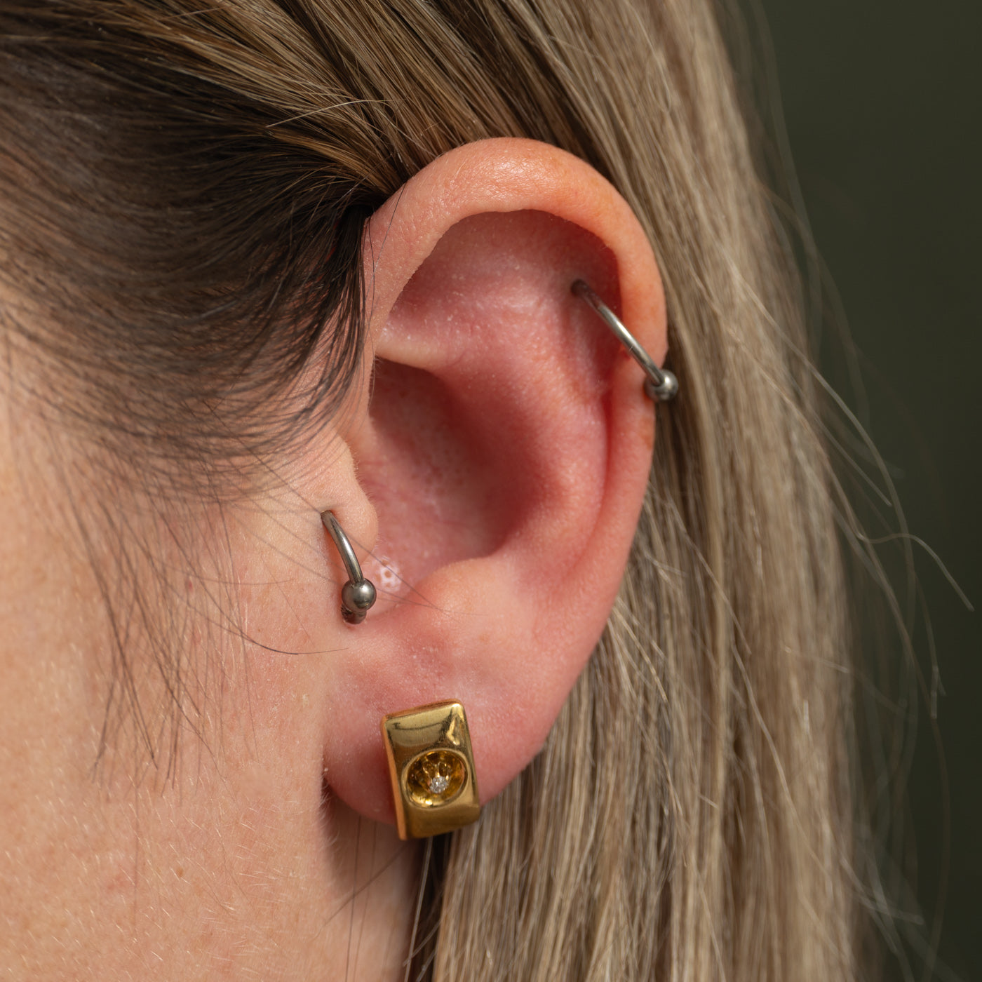 18k Belcher Set Diamond Stud Earrings