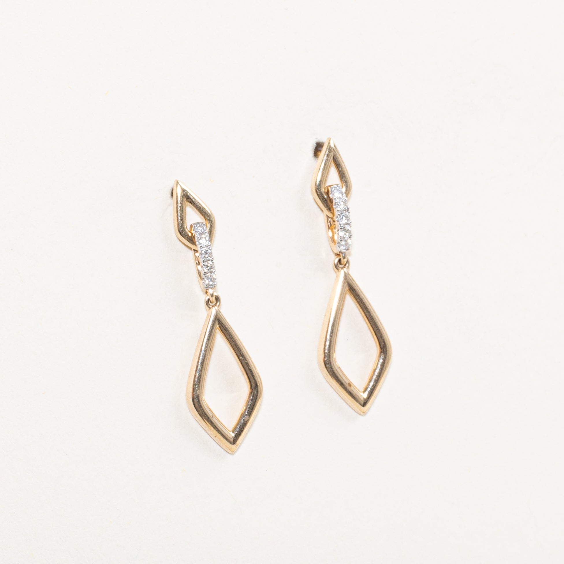 Pave Set Diamond Geometric Drop Earrings