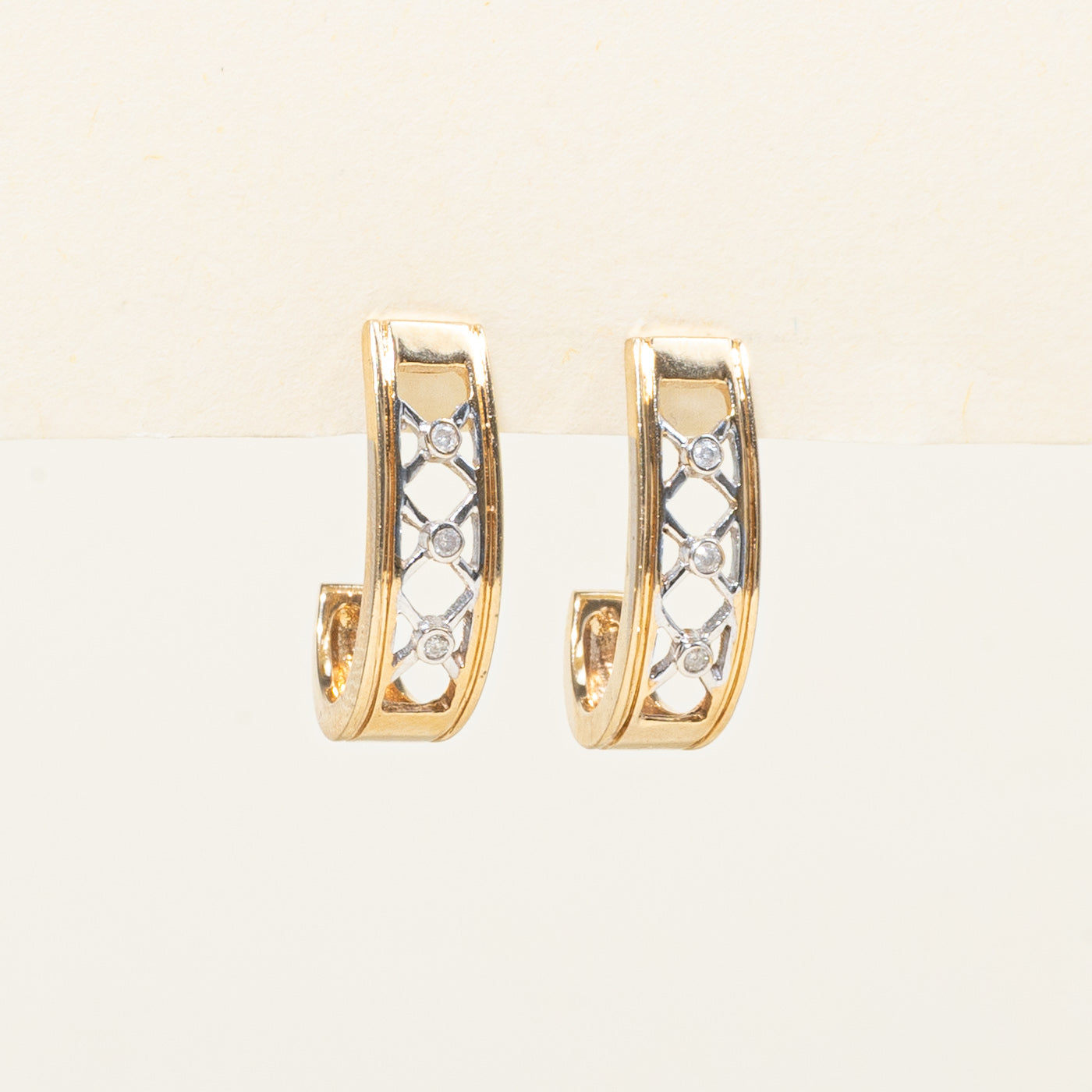 Diamond X Half Hoop Earrings