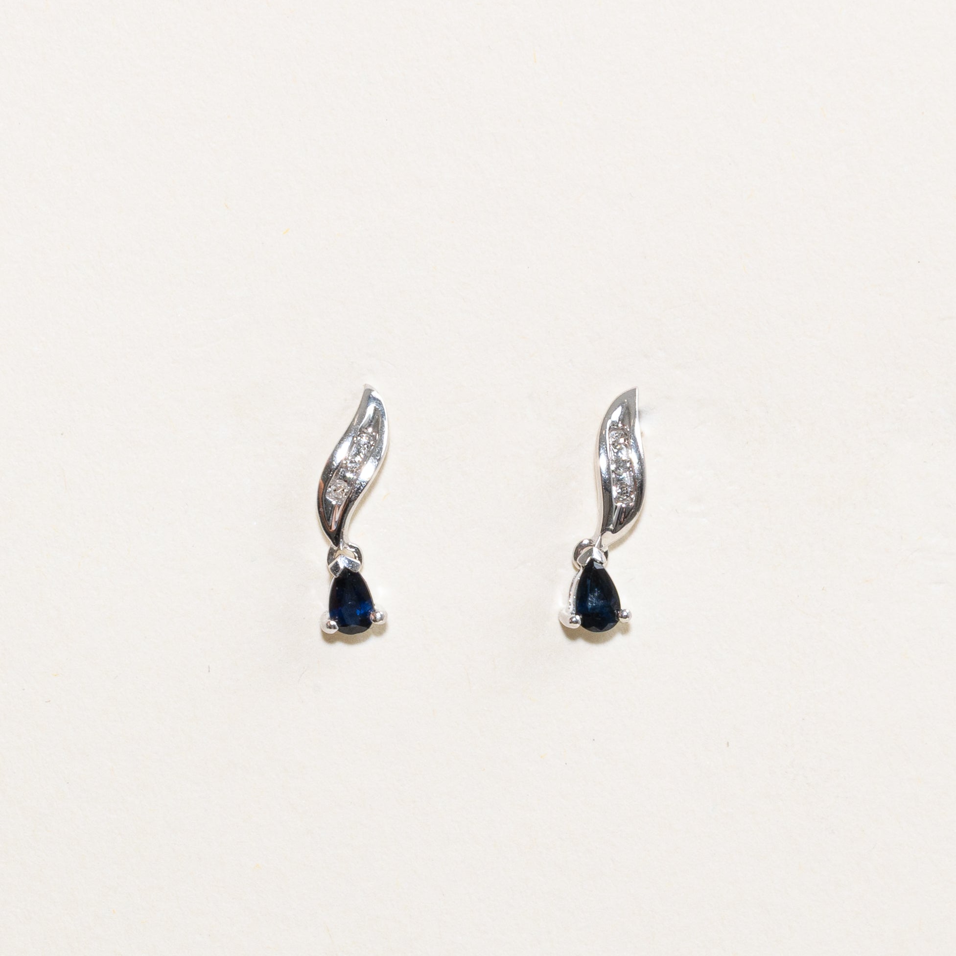 Pear Cut Sapphire & Diamond Drop Earrings