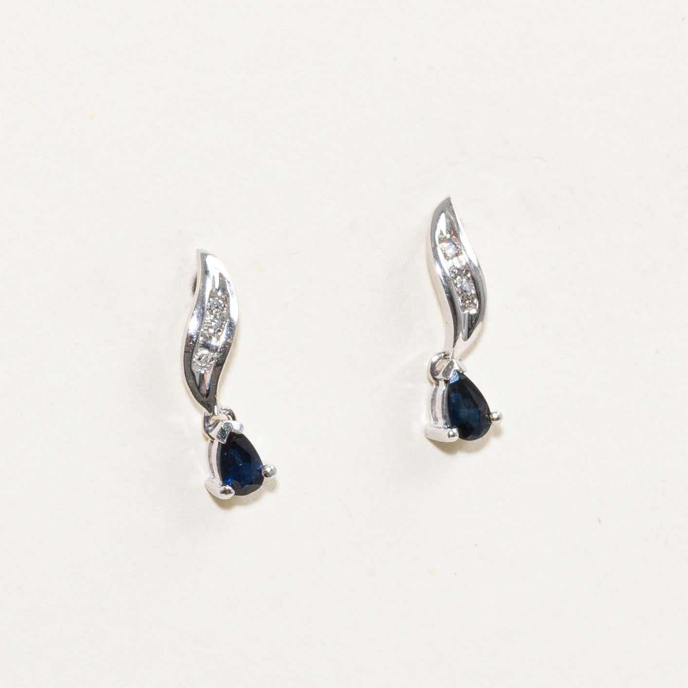 Pear Cut Sapphire & Diamond Drop Earrings