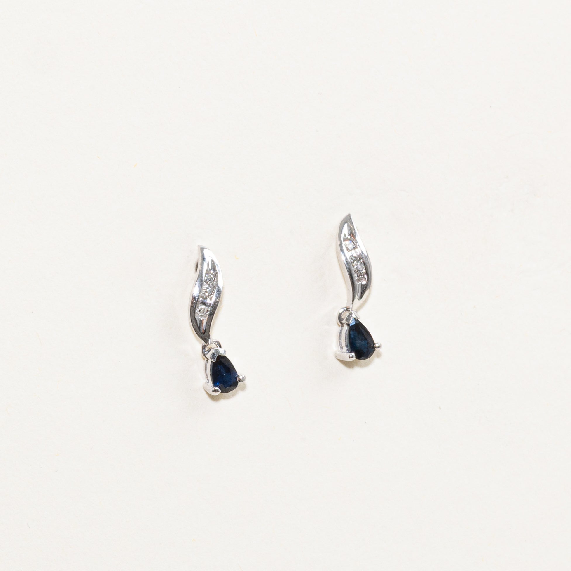 Pear Cut Sapphire & Diamond Drop Earrings
