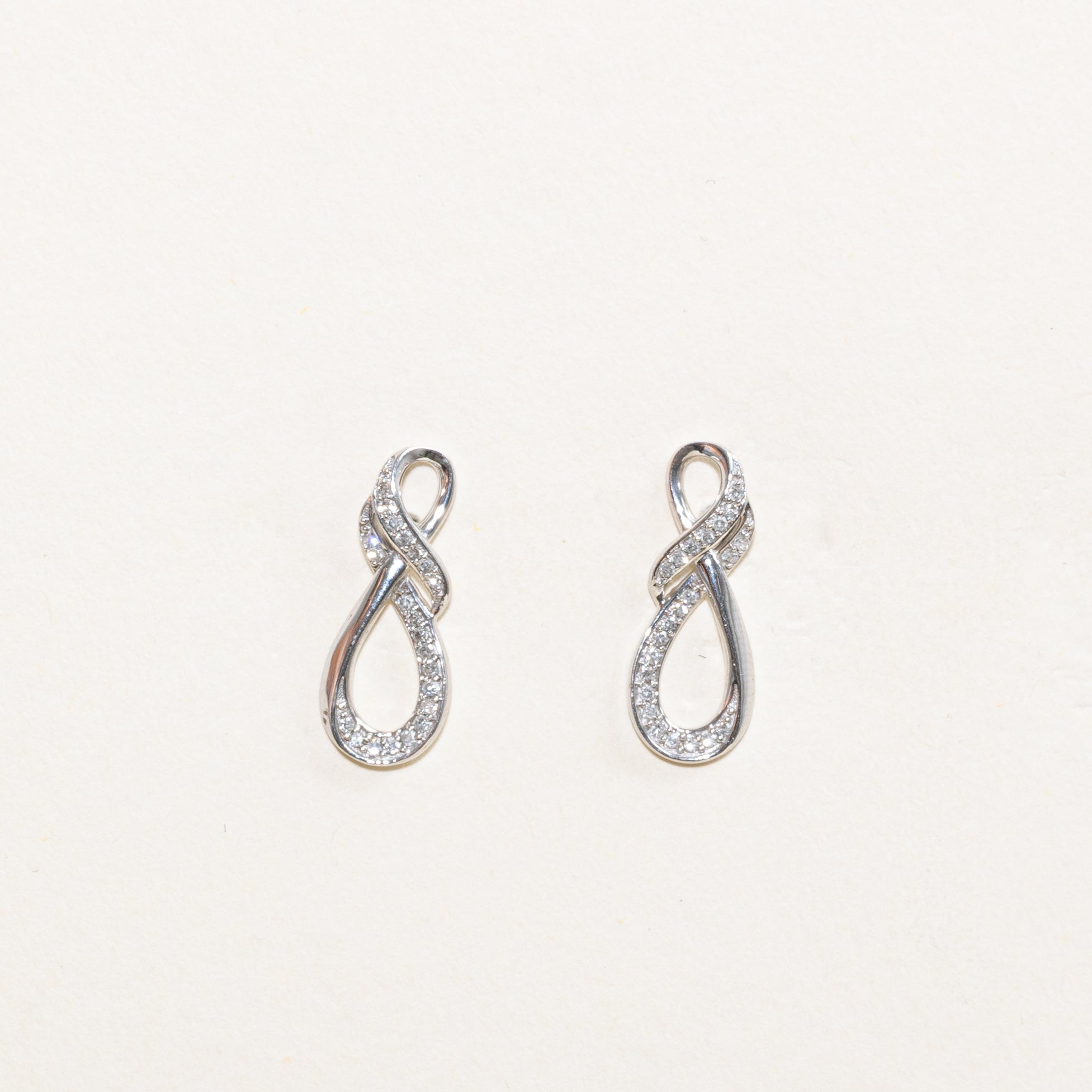 Pave Set Diamond Infinity Earrings